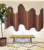 IOWER Handmade Brown Dip-Dyed Macrame Wall Hanging - Large 57"x39" Boho Fiber Art Wall Decor for Bedroom Living Room