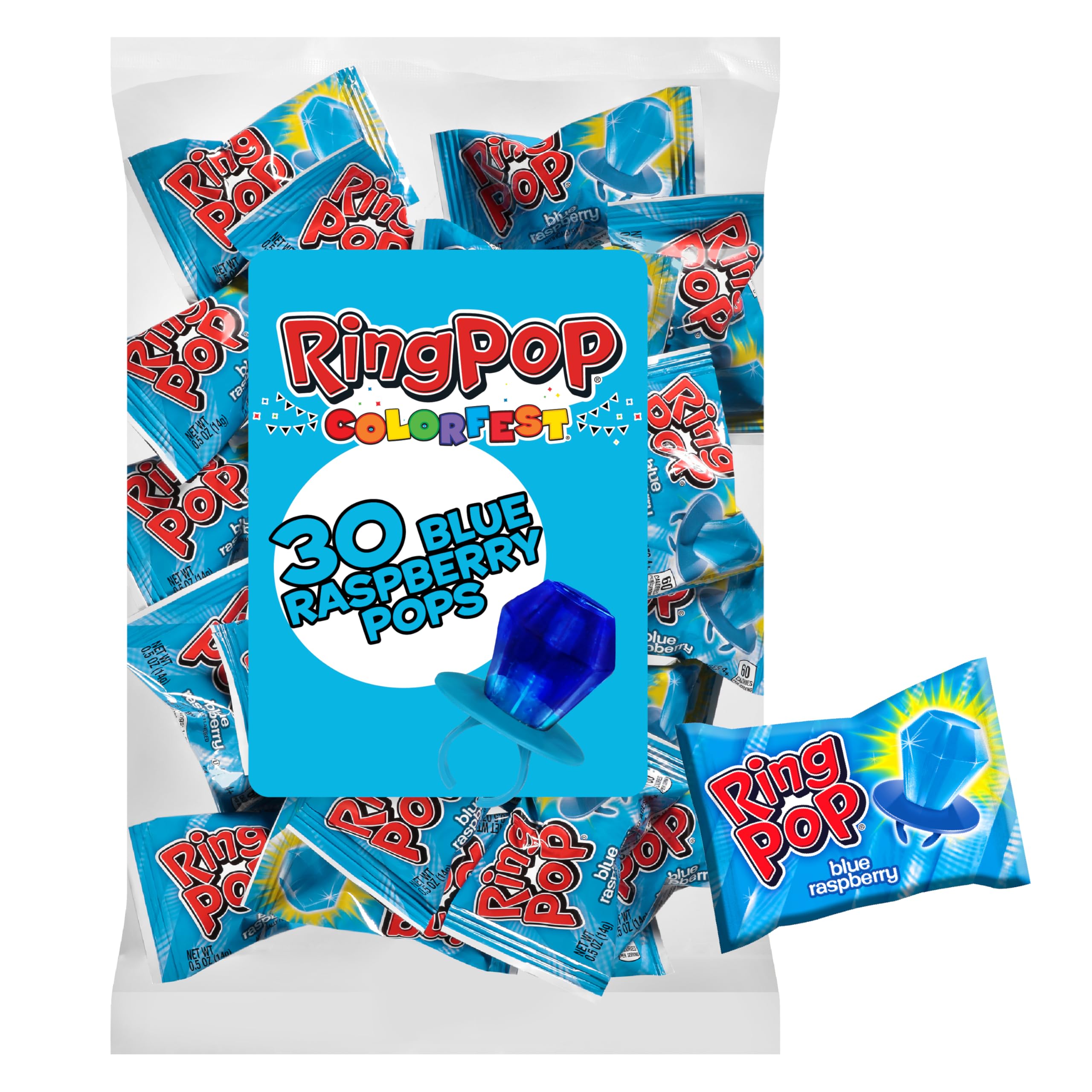 Blue Easter Candy, 30 Ct Individually Wrapped Bulk Lollipop Pack, Blue Raspberry Flavored Lollipop Suckers for Kids, Fun Candy Bulk for Easter Basket Stuffers, Egg Fillers, Party Favors