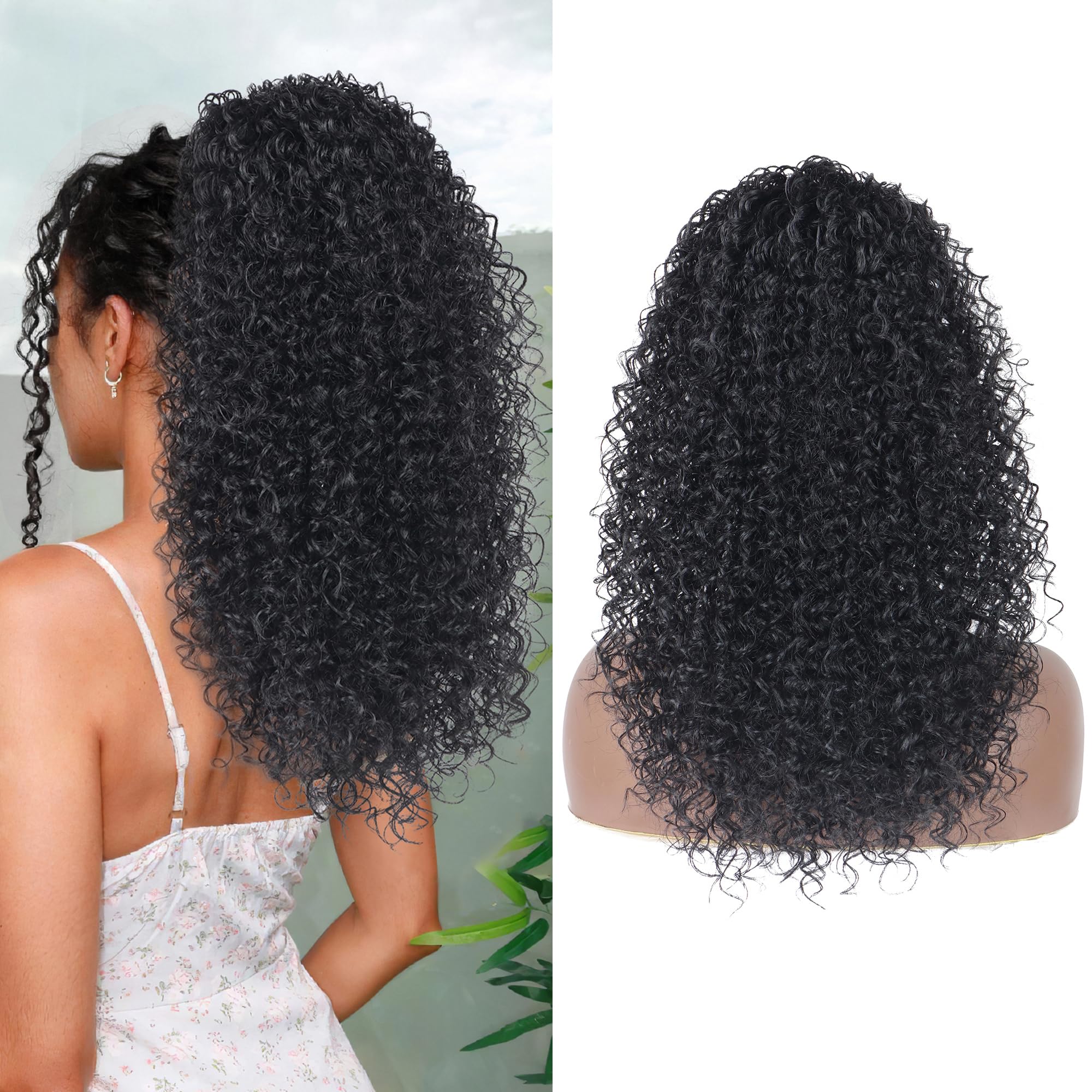 Photo 1 of Alebery 20 Inch Deep Curly Drawstring Ponytail Extension