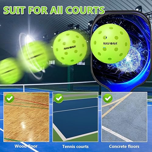 Miniatura 8 de Navona 24 Pack Premium 40-Holes Outdoor Pickleball Balls, Seamless Roto-Molded Design & Durable, Meet USAPA Official Requirement, Durable