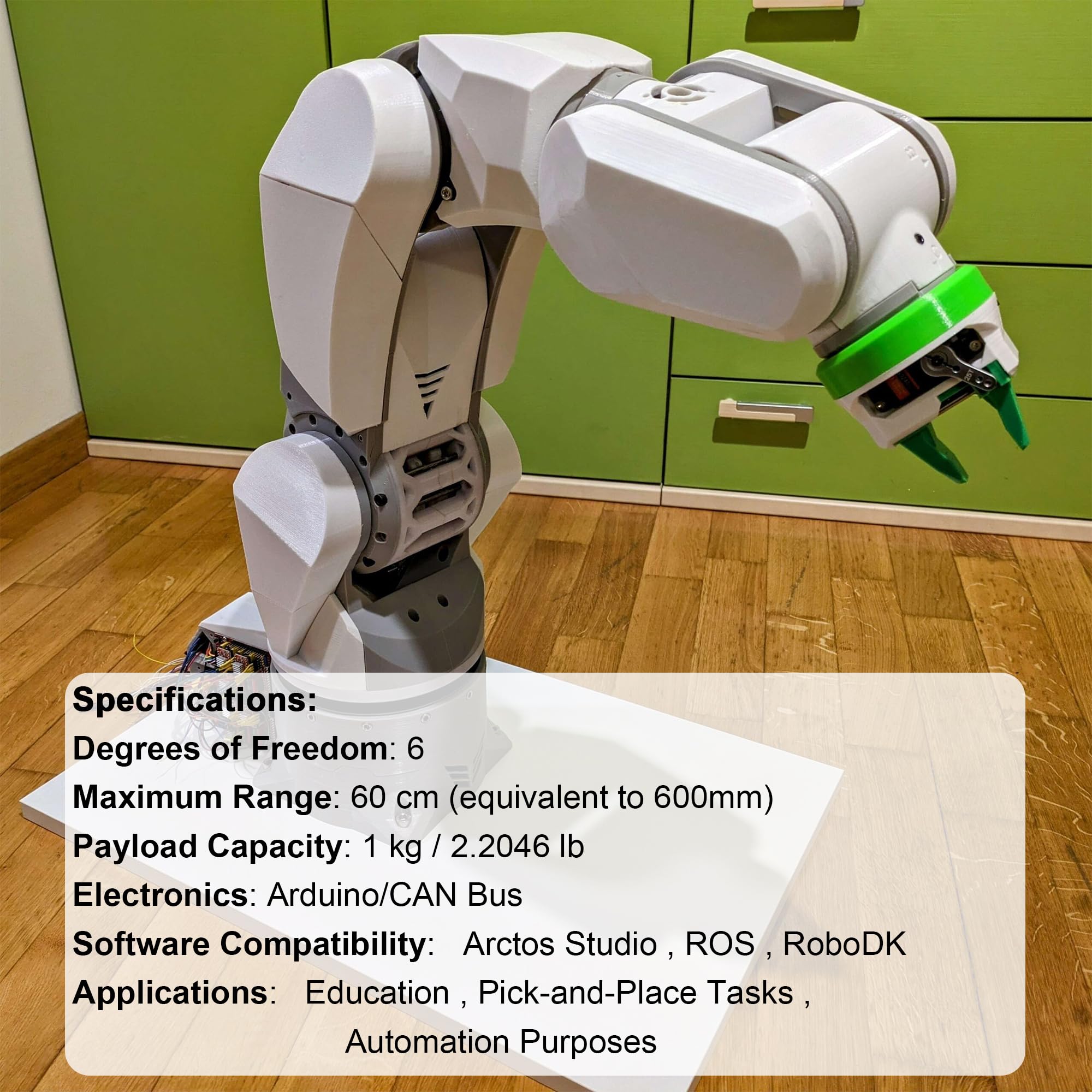 Arctos V2.0 9.6 6-osiowe ramię robota zestaw do montażu – programowalne ramię robota do Arduino, Raspberry Pi i Python, metalowa struktura z serwosilnikami (B Closed Loop Option)
