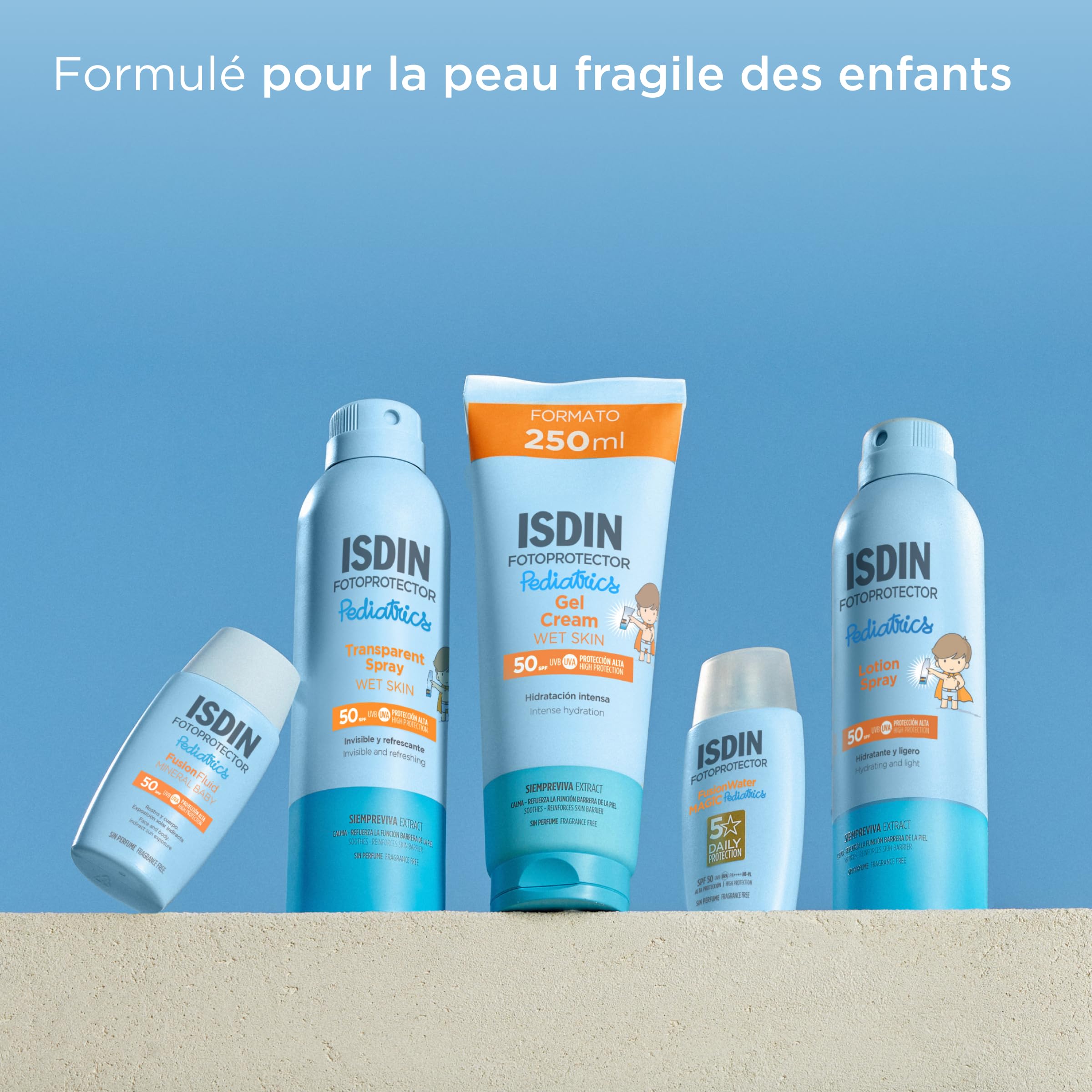 ISDIN Pediatrics Lotion Spray SPF 50 250 ml Crème Solaire Corps Enfants Hydratante Légère Sans Parfum