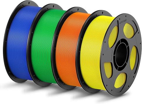 ANYCUBIC PLA Filament 1.75mm Bundle, 3D Printing PLA Filament 1.75mm Dimensional Accuracy +/- 0.02mm, 1KG Reusable Spool 2.2 lbs, 4KG Blue + Green + Orange + Yellow