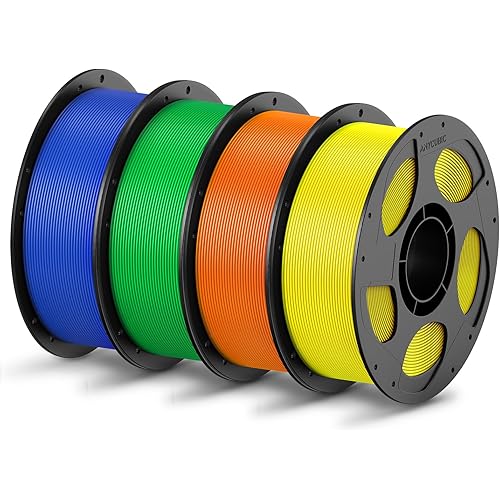 ANYCUBIC PLA Filament 1.75mm Bundle, 3D Printing PLA Filament 1.75mm Dimensional Accuracy +/- 0.02mm, 1KG Reusable Spool (2.2 lbs), 4KG Blue + Green + Orange + Yellow