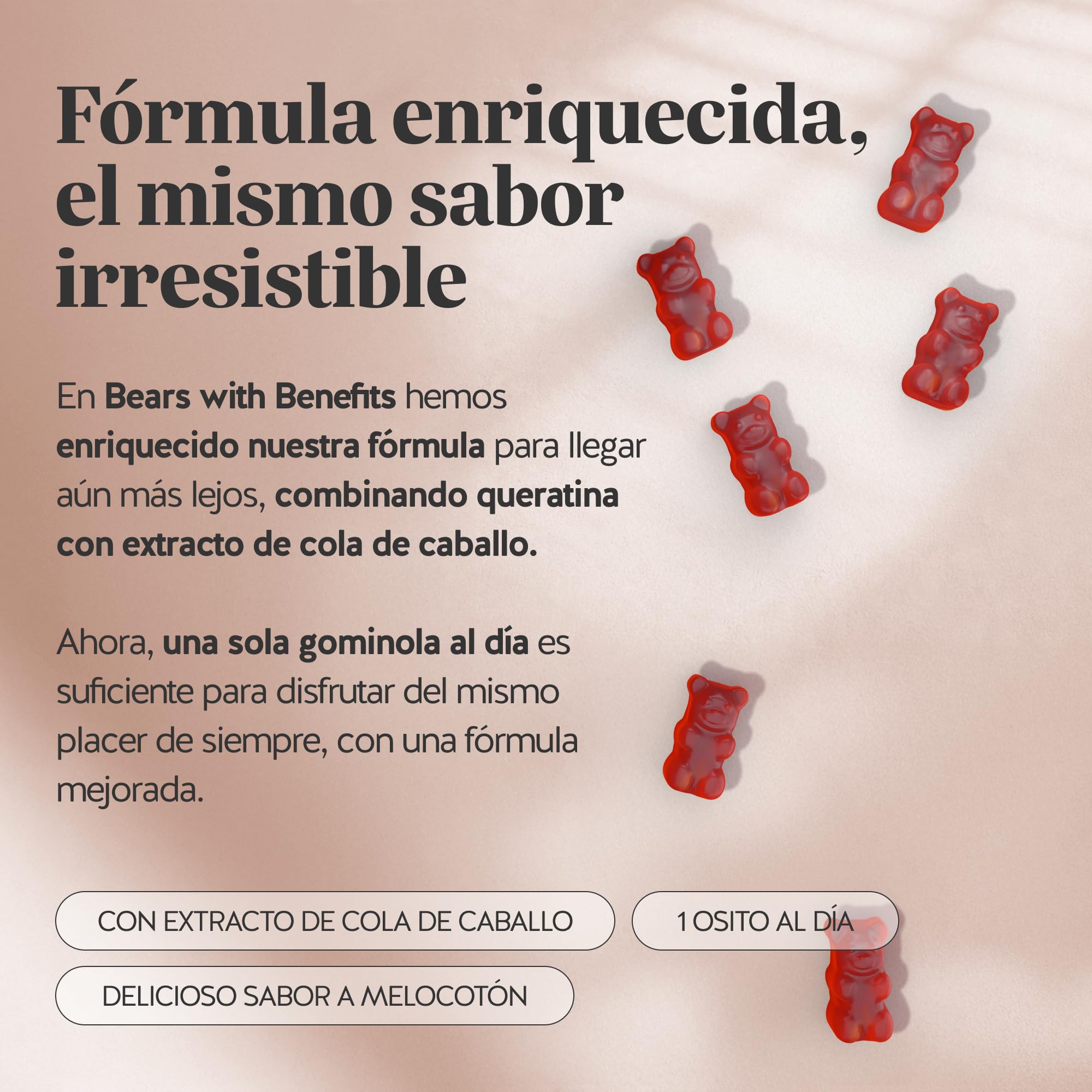 You Nailed It Nail & Hair Vitamin – Gominolas con 30 mg de queratina – con vitaminas C, E, biotina, zinc, selenio y cobre – 90 unidades (para 3 meses) – Sin azúcar, vegetarianas – Bears with Benefits