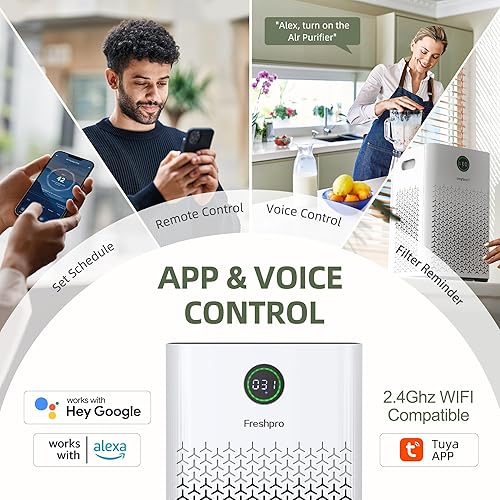 Miniatura 5 de KF-P34W - Purificadores de aire para habitaciones grandes del hogar, cubren hasta 2000 pies cuadrados 4 en 1, filtro HEPA H13, purificadores de aire