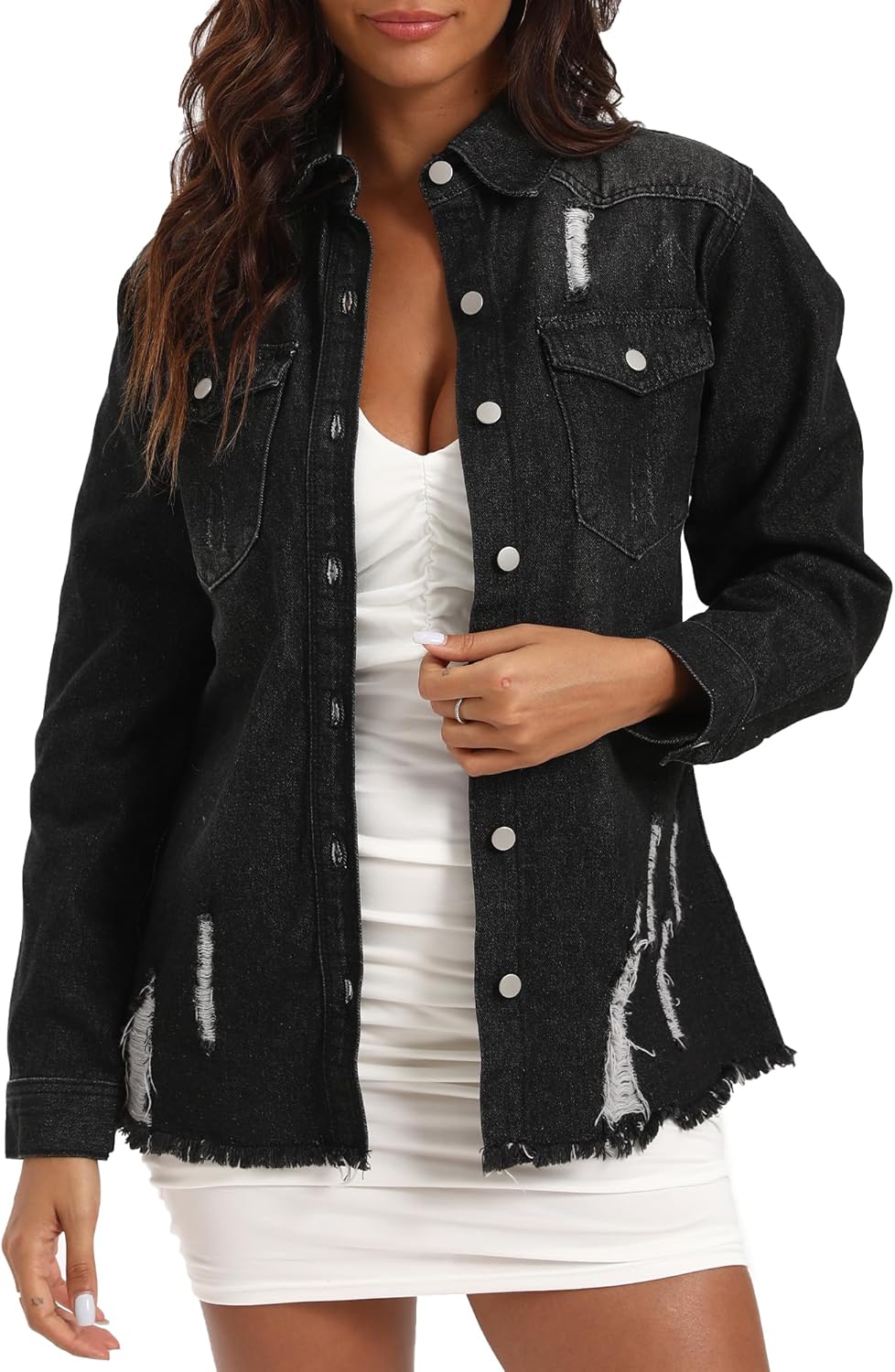 Argstar Denim Jacket for Women Button Up Long Sleeve with Pockets (Available in Inner Pockets)