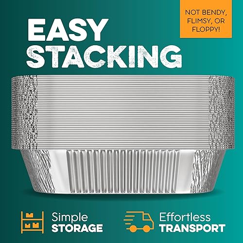 Miniatura 6 de Sartenes de aluminio de 9 x 13 pulgadas (paquete de 45) bandejas de papel de aluminio  Sartenes desechables para hornear, asar a la parrilla, asar,