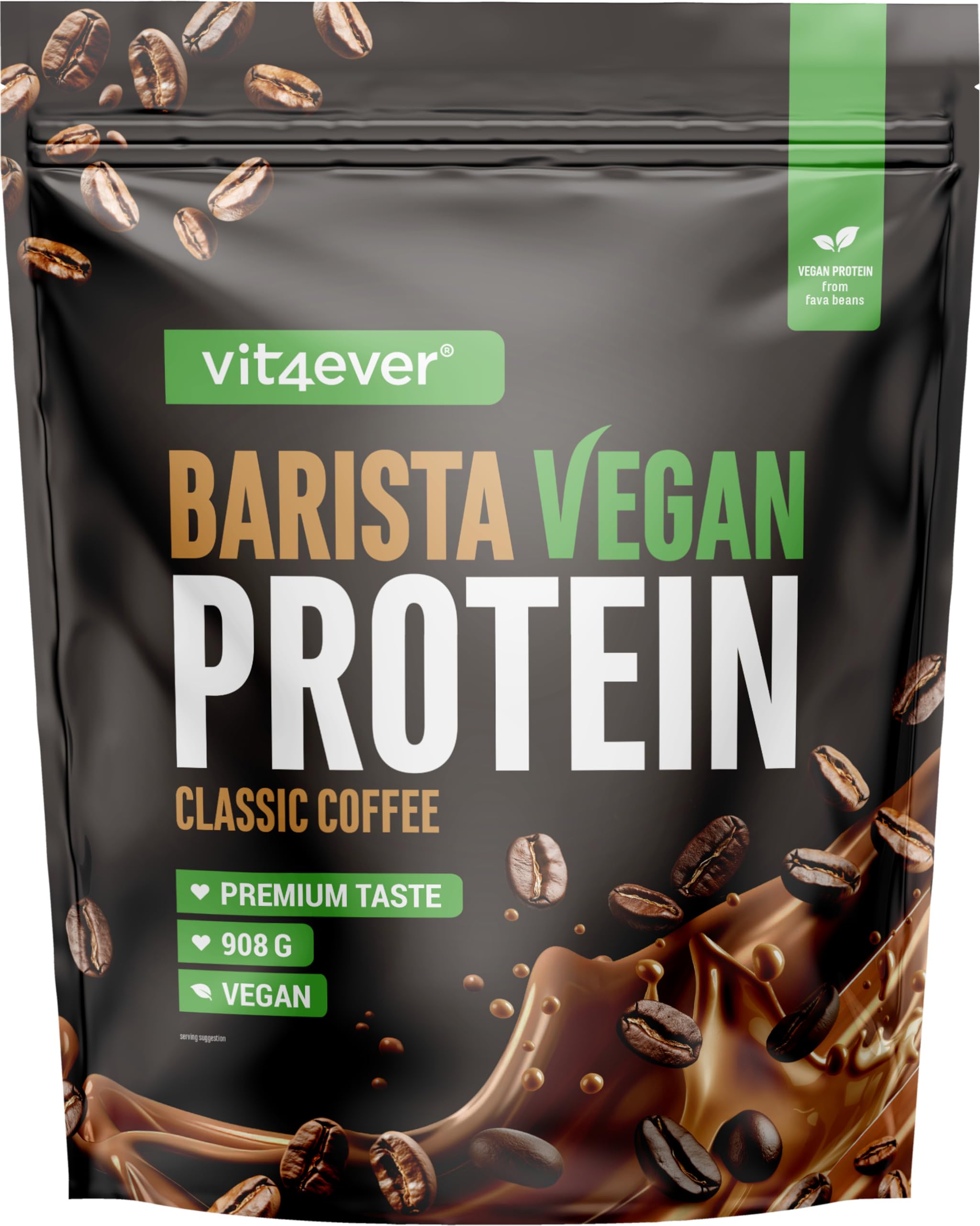 Barista Protein Coffee - Cremoso caffè proteico a base vegetale con fino a 24 g di proteine per porzione - con vero caffè, caffeina, pochi zuccheri e grassi, senza soia - (908 g, Classic vegan)