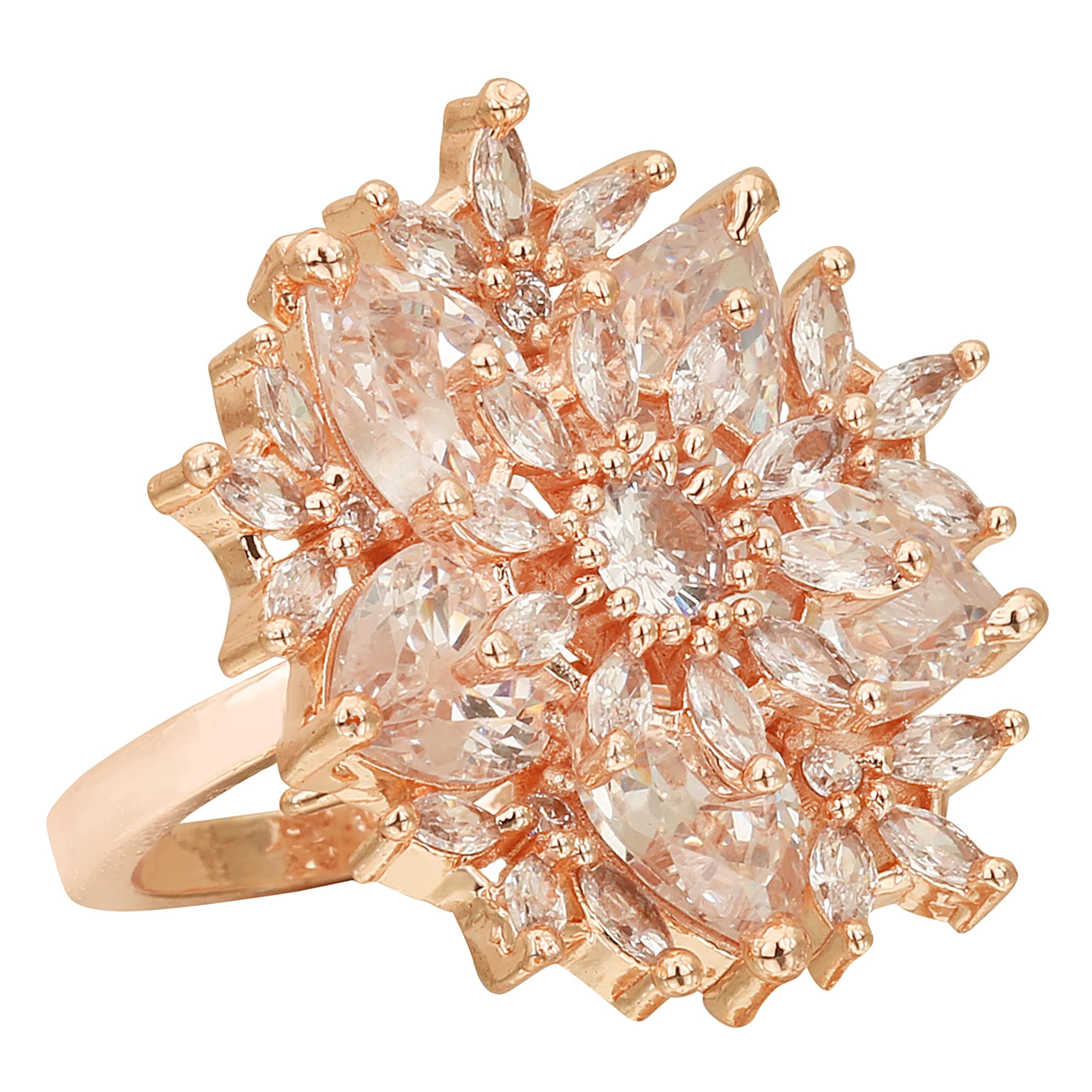 Sasitrends Trendy Star Shaped Flower Designer American Diamond Stone Studded Rose Gold Adjustable Ring for Women and Girls (B0B2T9QVS5) Amazon Price History, Amazon Price Tracker