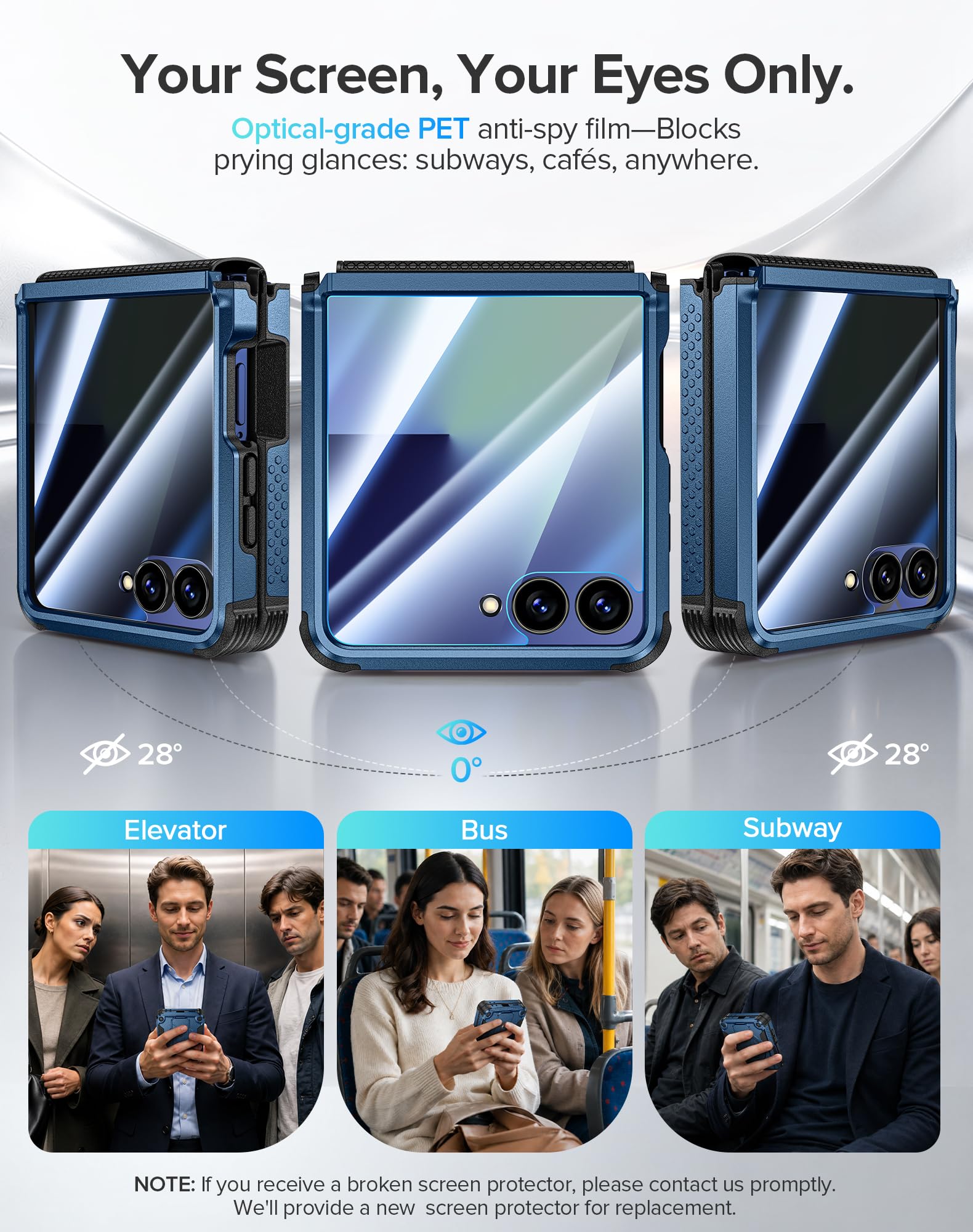 Goton Custodia per Samsung Galaxy Z Flip 7 con clip per cintura, blu