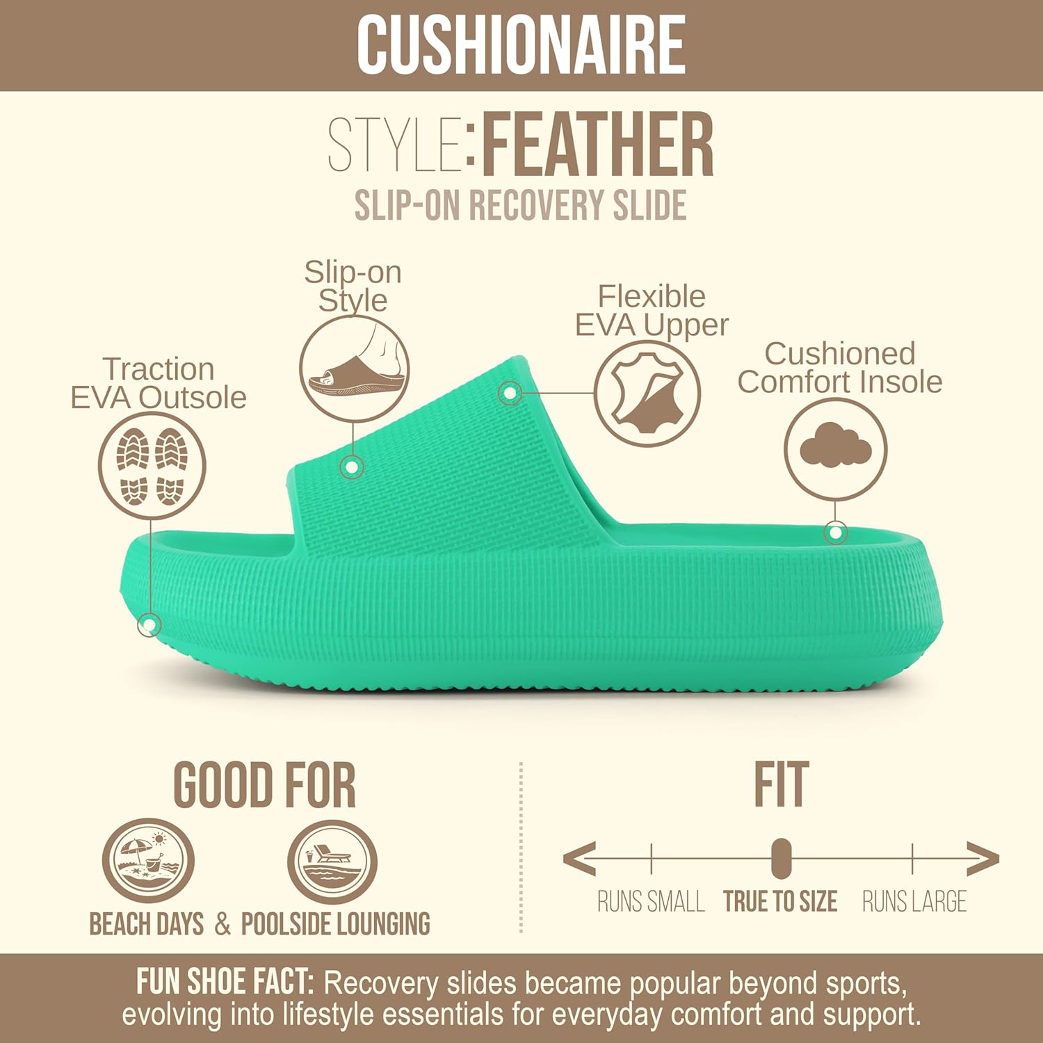 CUSHIONAIRE Feather EVA Slides for Women – Comfortable Slip On Womens Slippers, Indoor Outdoor Shower Shoes, Beach Essential Cloud Slides - Image 4