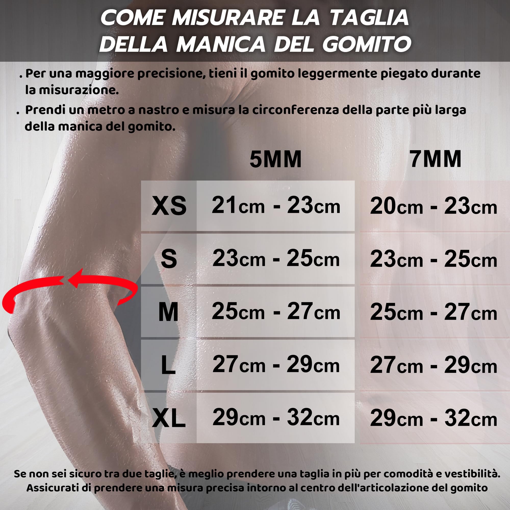 AQF Gomitiera Palestra Neoprene (Coppia) - 5mm e 7mm Supporto per Gomito da Sollevamento Pesi - Fitness Fascia Gomito per Gym, Powerlifting, Bodybuilding, Calisthenics e Allenamento