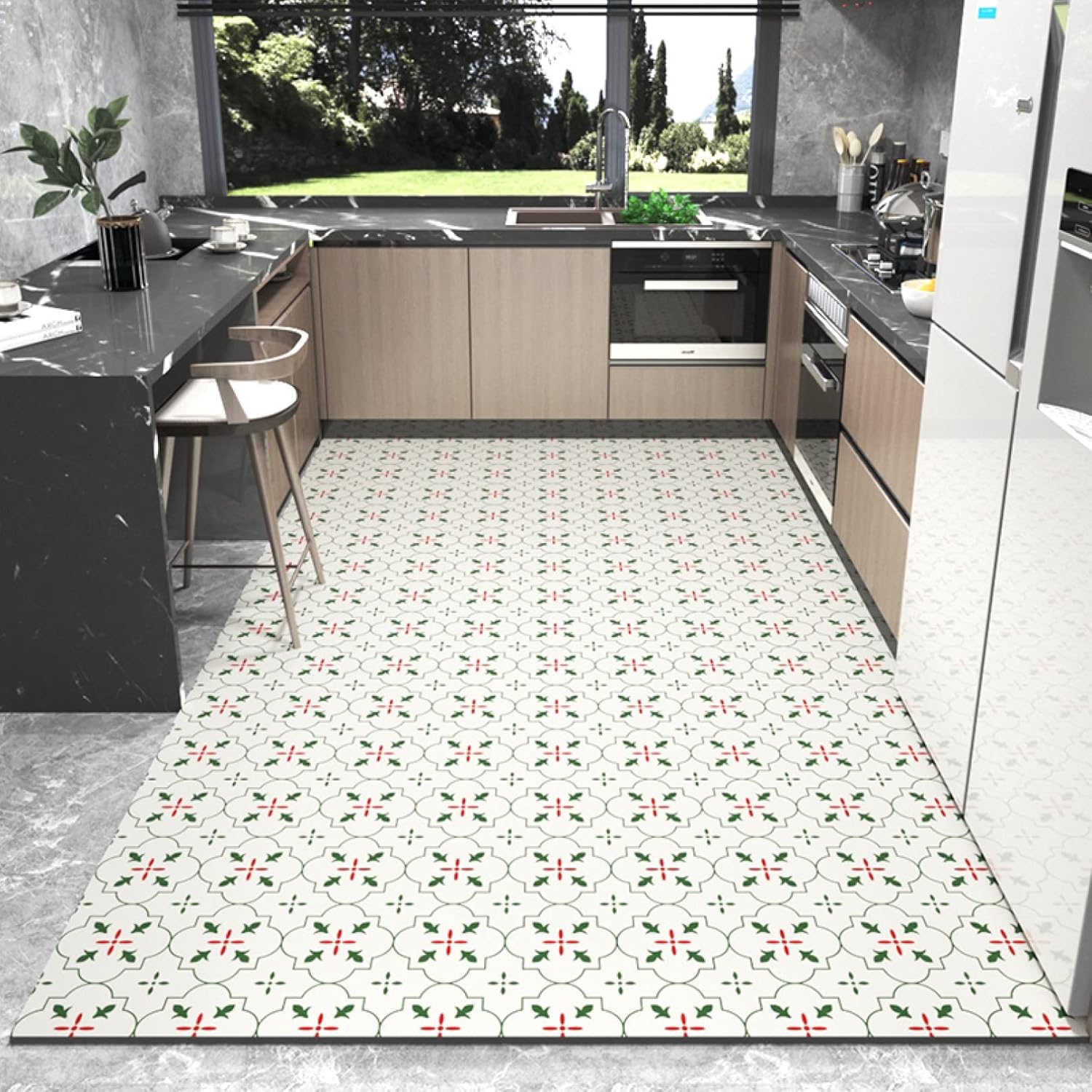 キッチンマット 拭ける 撥水 滑り止め加工 踏み心地良い お手入れ簡単 50*120CM キッチン・ランドリー・オフィス・台所・玄関