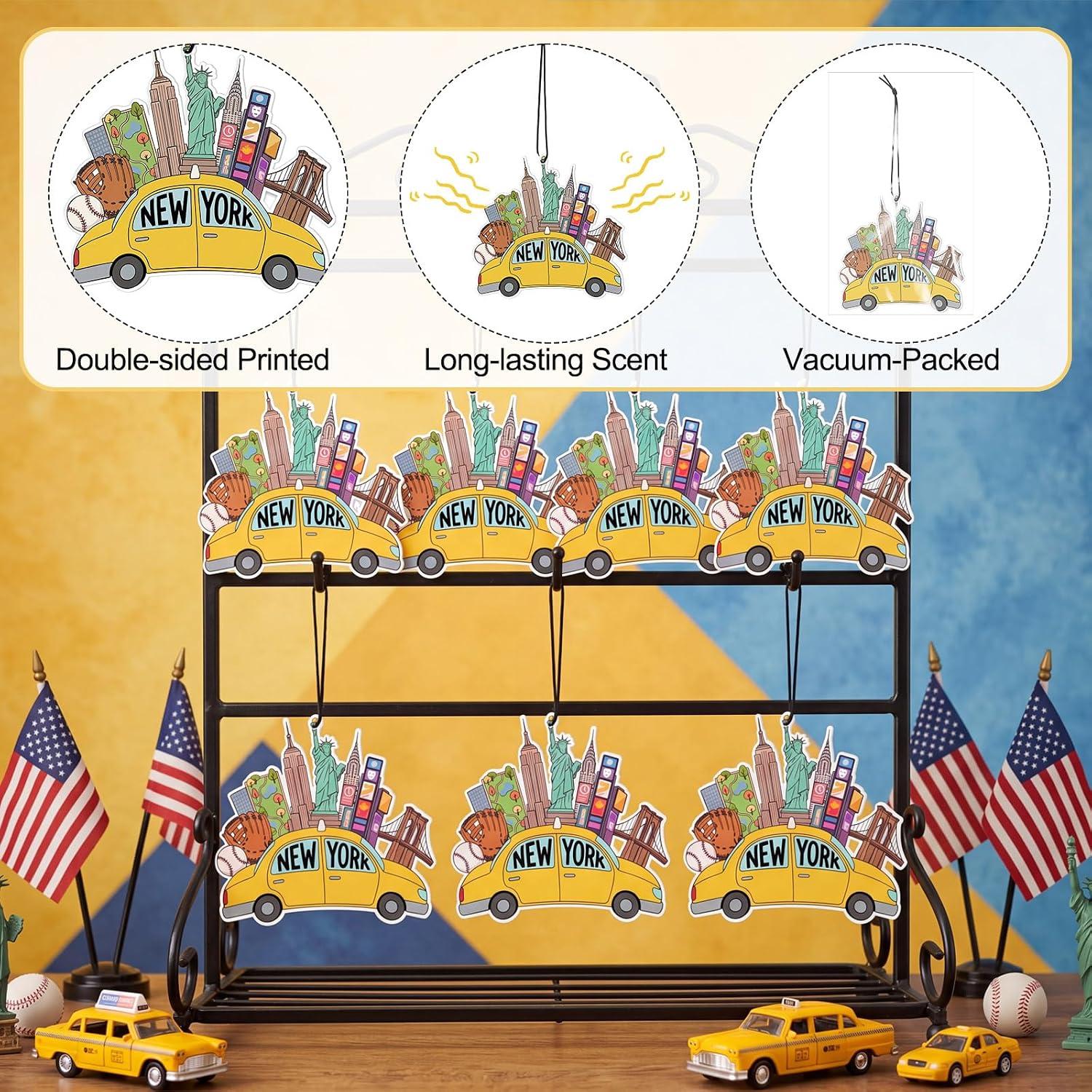 Demissle 16 Pack New York Souvenir Gifts Bulk Car Air Fresheners Scented Hanging Paper Freshener Double-sided Printed Decor Ny USA Travel Gifts for Car Home Wardrobe Travelers Women Men image 3