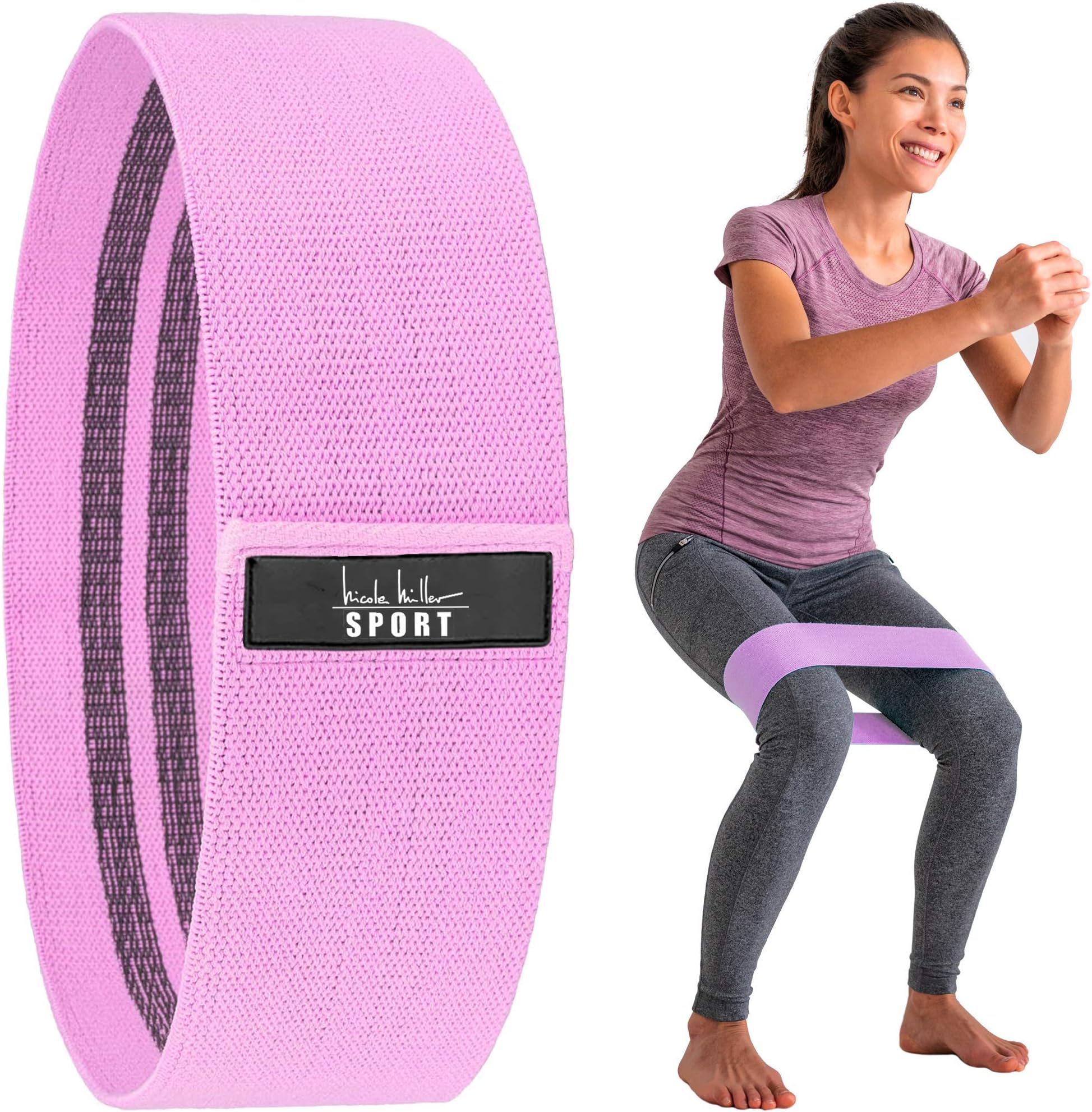 Nicole Miller Booty & Hip Resistance Band Women Sports Fitness Band for Squat Glute Hip Training Non-Slip Elastic Workout Bands