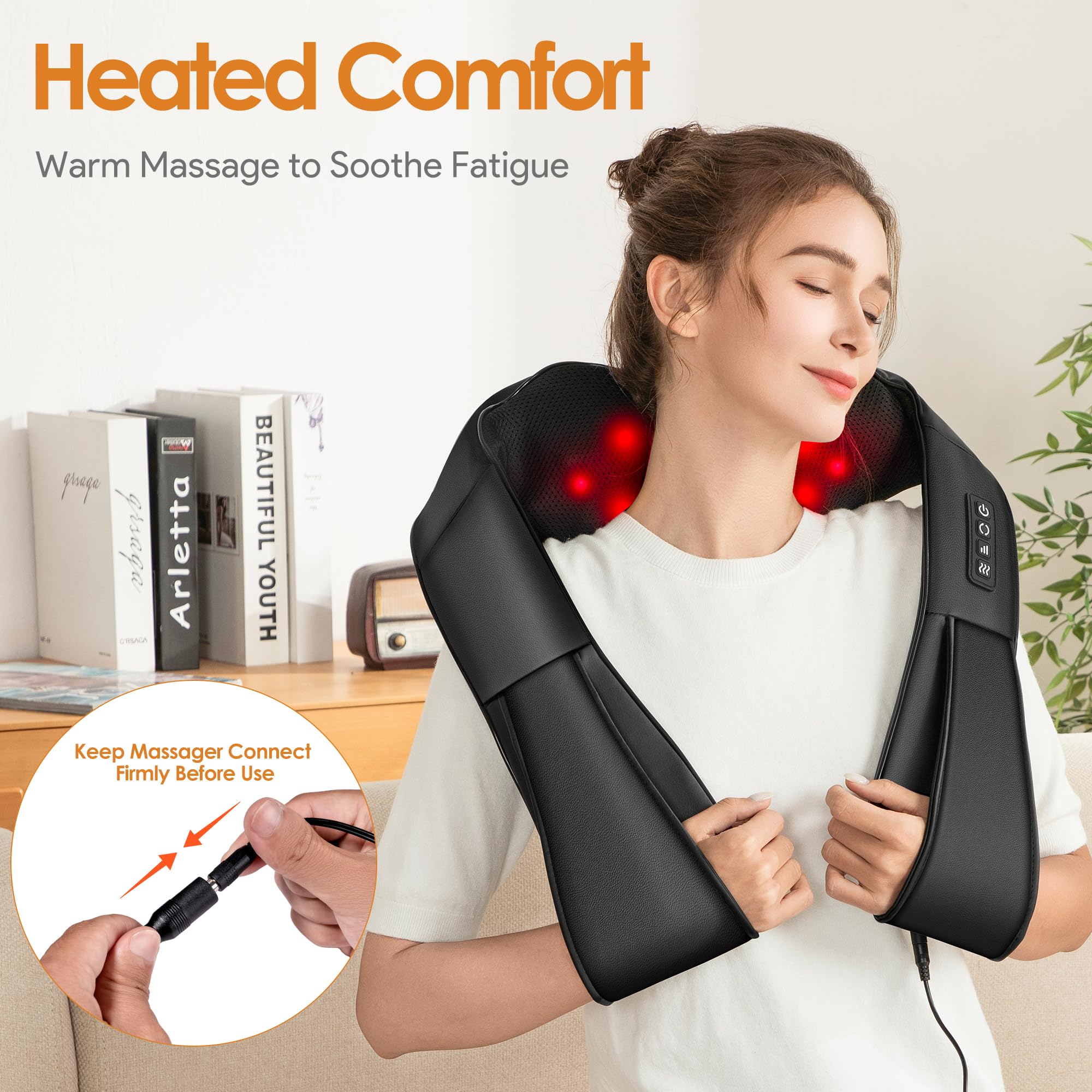 Brelley Masajeador Cervical y Espalda, Masaje con Calor Relajante, Ideal para Aliviar el Dolor Muscular, Regalo para Mujeres y Hombres, Mamá y Papá