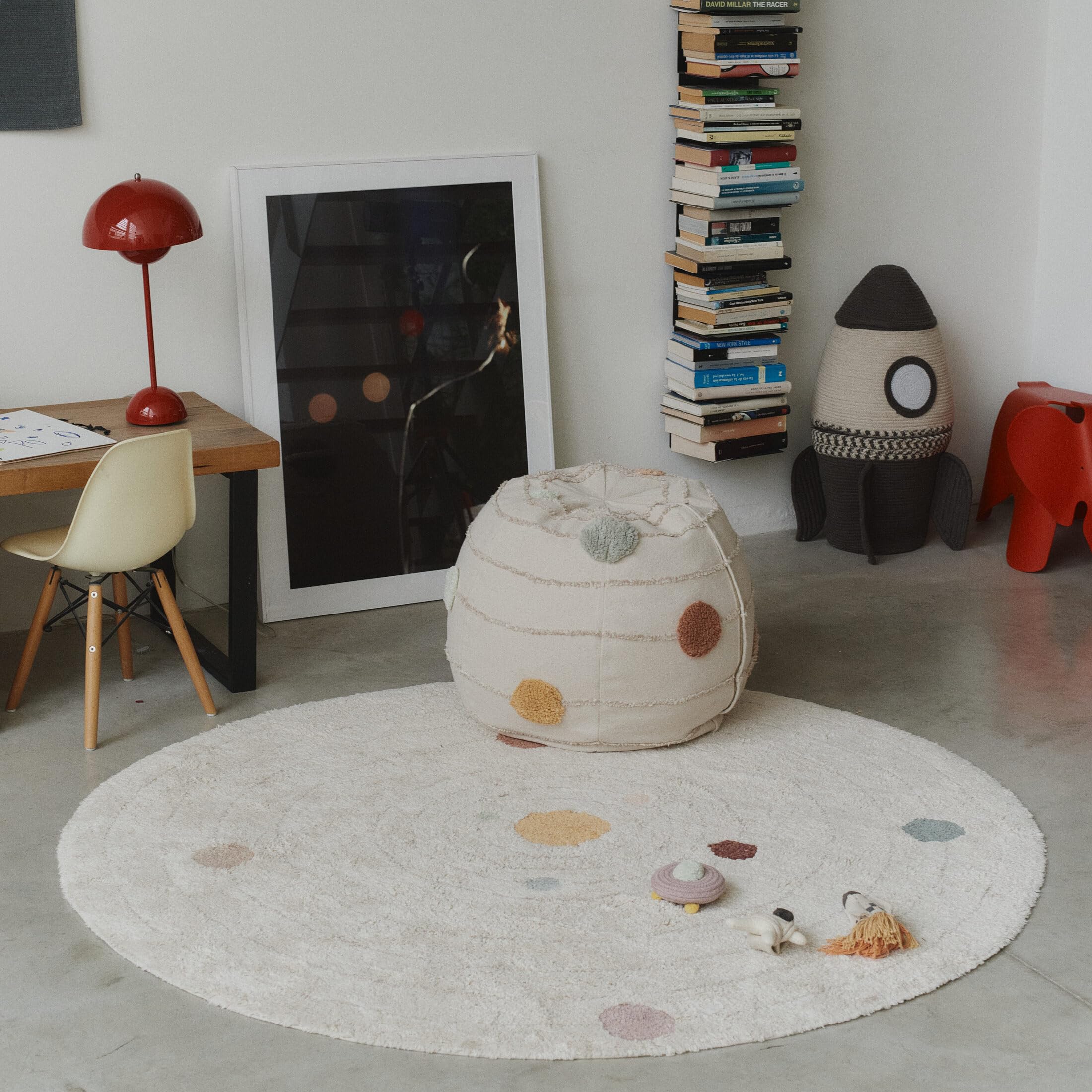 Lorena Canals Puf Infantil Sistema Solar 50Øx45cm - Pouf Infantil - Poufs - Sofa para Nino y Nina - Puff para niños Infantiles - Asiento Puff para niños - Puff Infantil-Puff Salon para niños