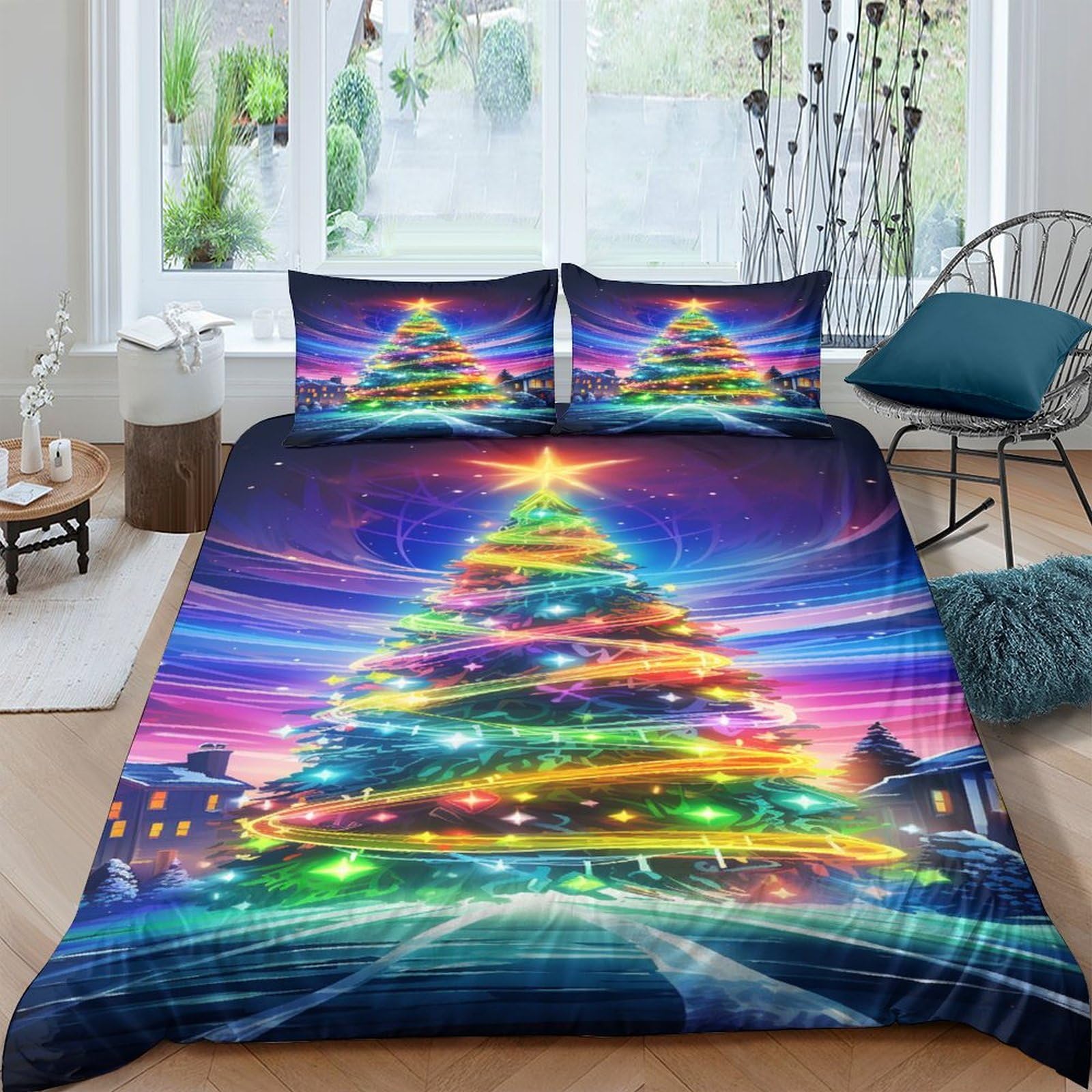Parure de lit sapin de Noël 220x240 hypoallergénique avec zip