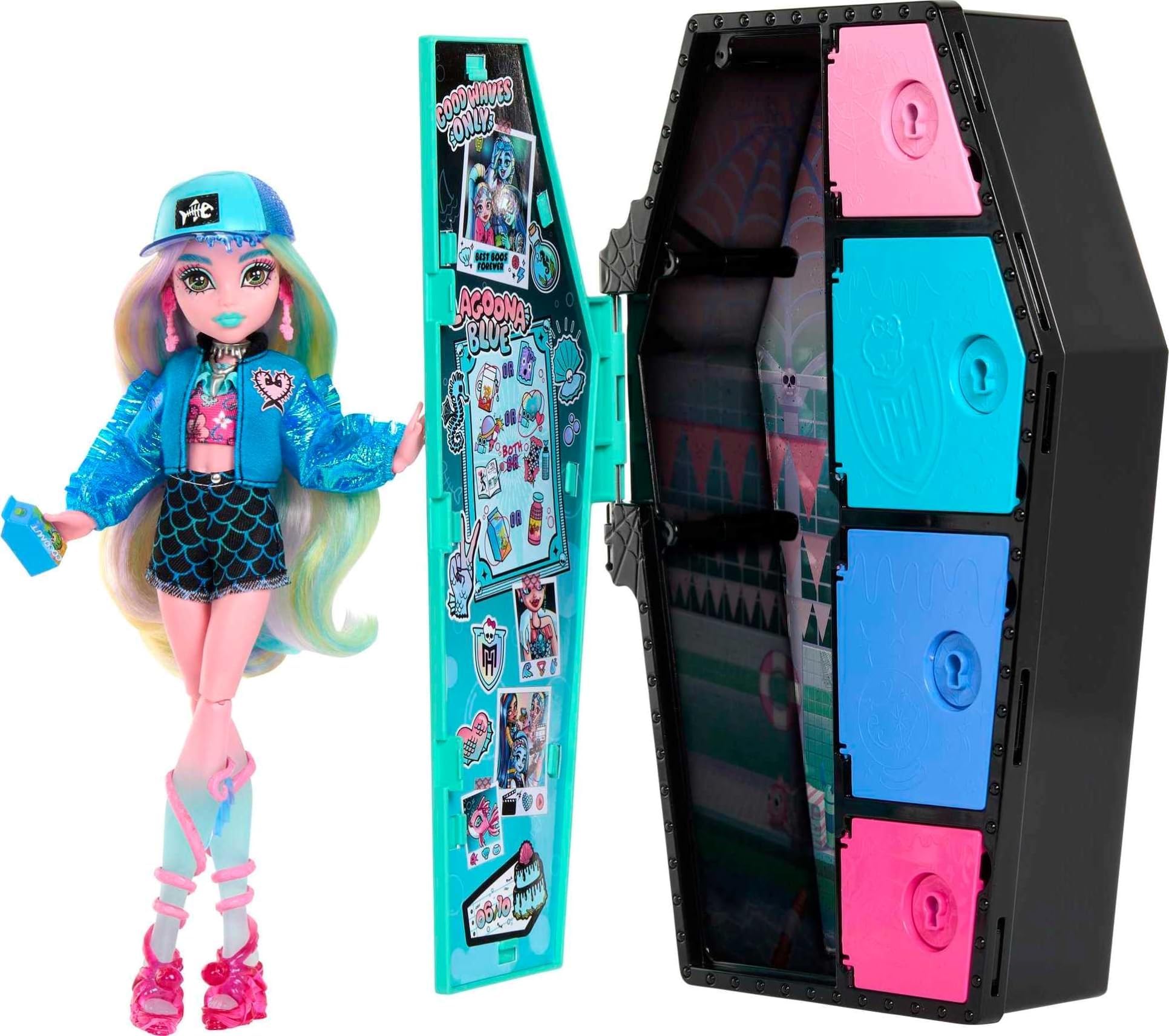 Monster High Skulltimate Secrets Doll & Clothes Accessories Set, Lagoona Blue with Dress-Up Locker & 19+ Surprises