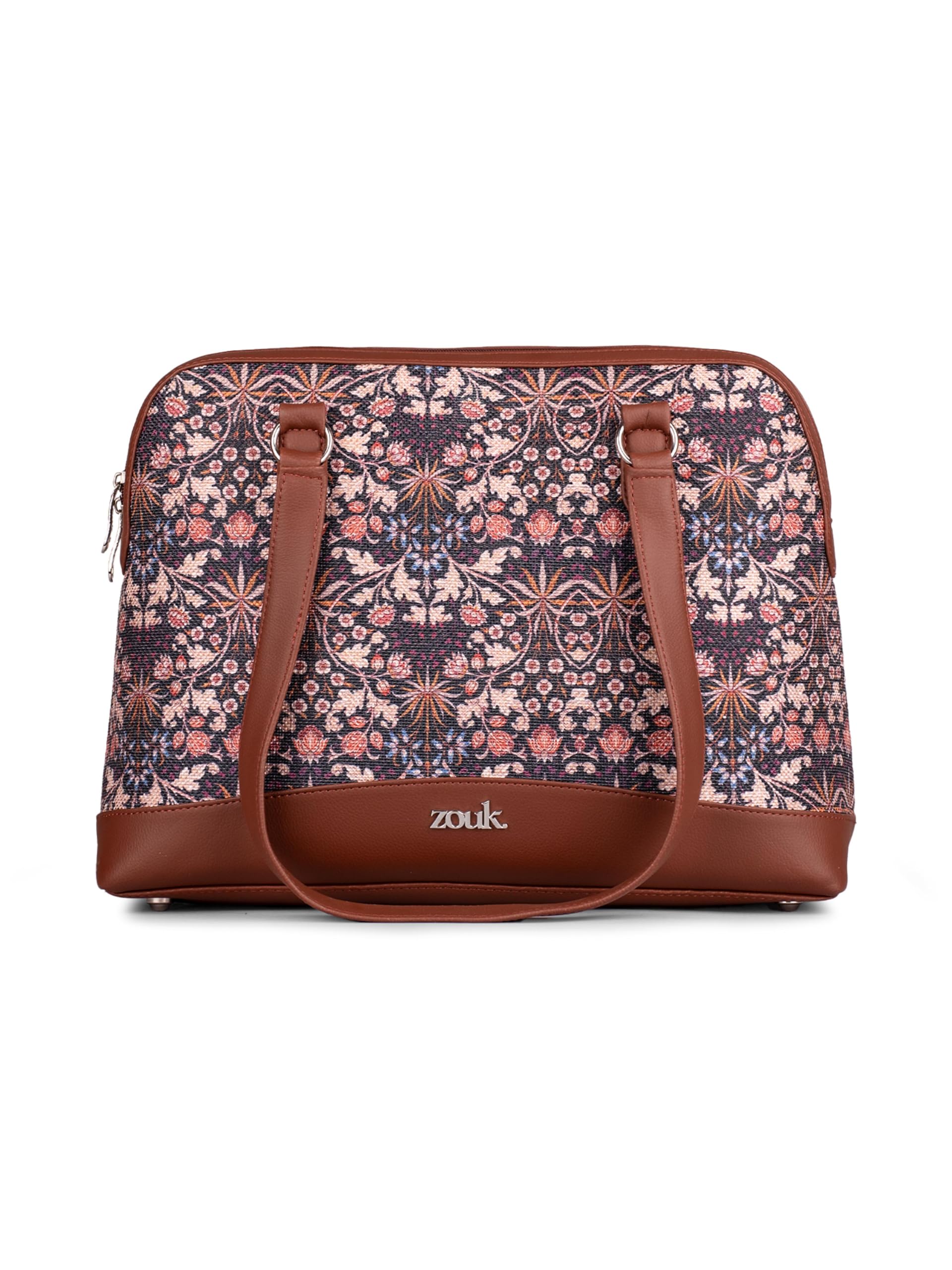 zouk Carry All Work Bag | Jute | Vegan Leather Handcrafted Women's Shoulder Bag with Double Handles-picture-20