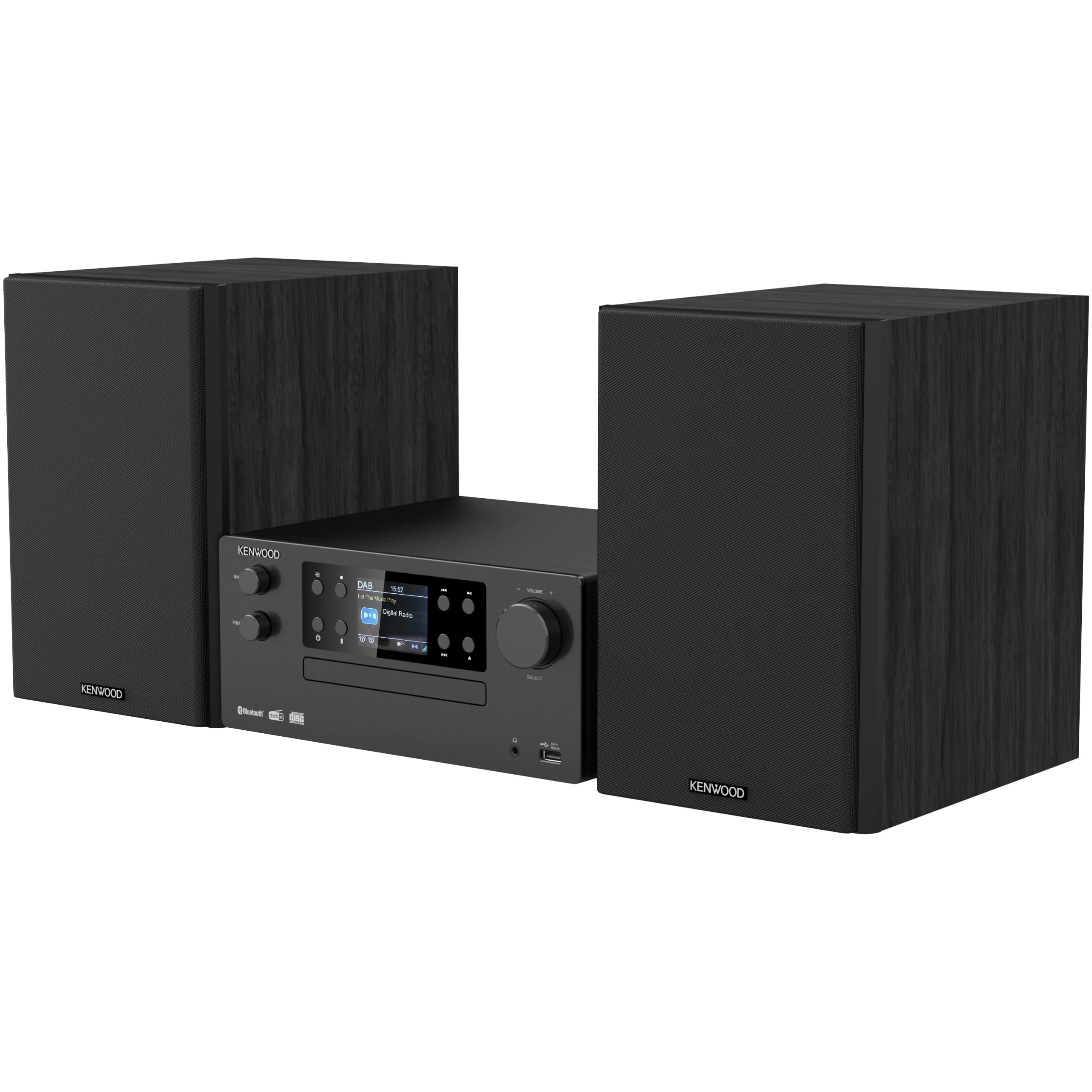 KENWOOD M-925DAB-B - Micro HiFi-System mit DAB+, CD, USB, Bluetooth, 2 x 50 Watt RMS und TFT-Display (Midnight Black)