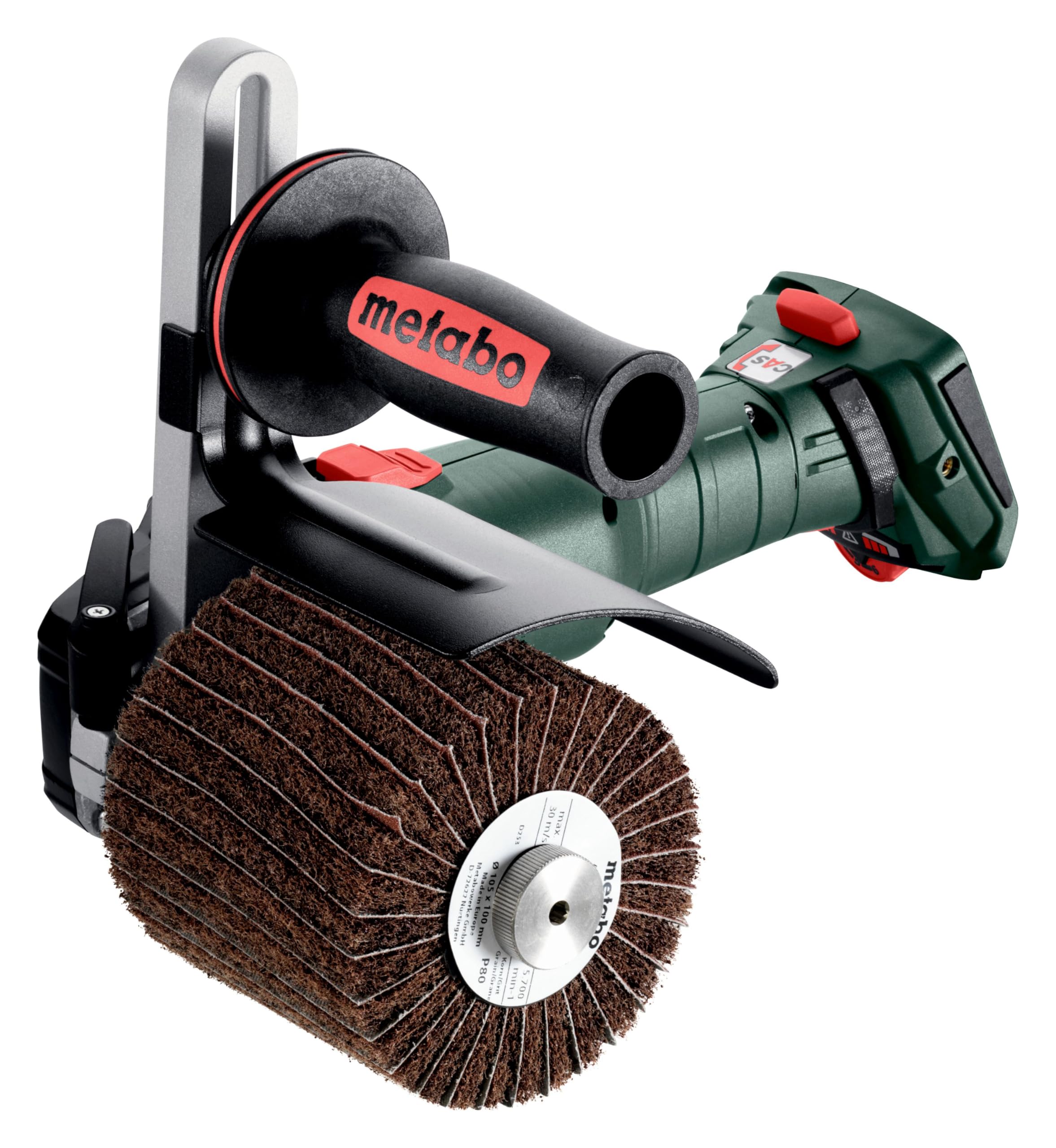 metabo SVB 18 LTX BL 200-18 V CAS Machine à satiner sans fil Ø 200 mm – Moteur sans balais, vitesse de rotation variable, travail du métal, satin, meulage, polissage – Accessoires et metaBOX inclus