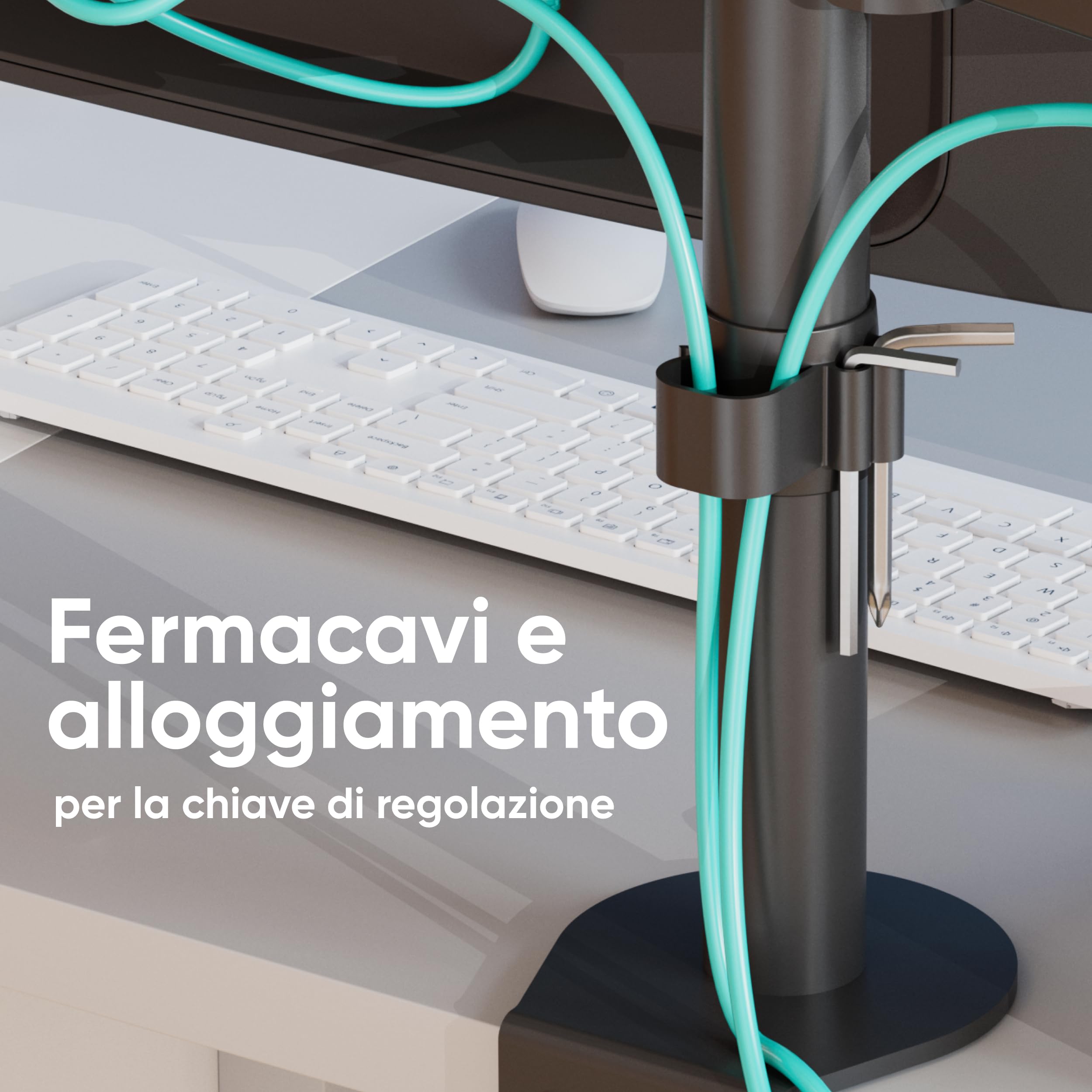 ONKRON Braccio Monitor Doppio 13"-32", Carico Totale 16 kg, Supporto Monitor con VESA 75x75-100x100 mm, Supporto Schermo PC Scrivania Girevole e Inclinabile, Porta Schermo Universale, Nero D221E-B