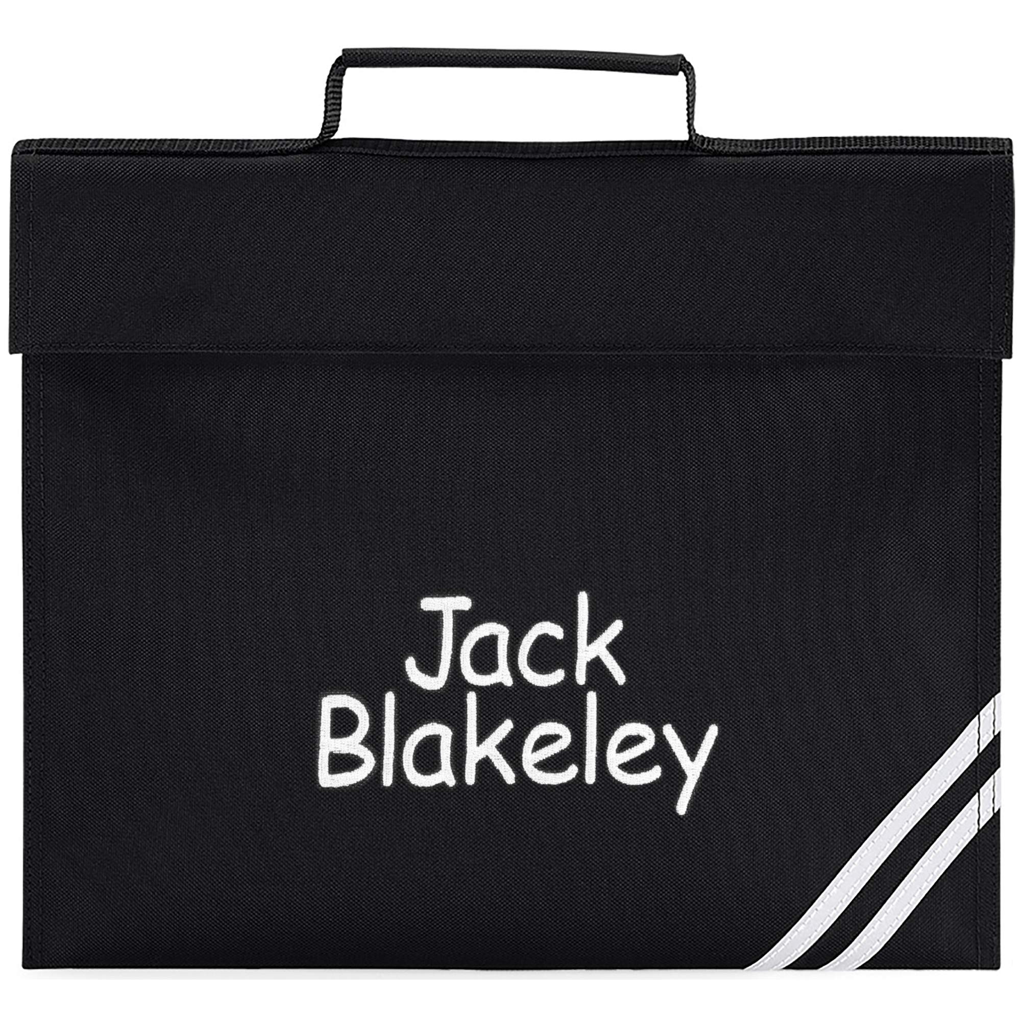 Teddyts Black Personalised Embroidered Name School Book Bag (Black)