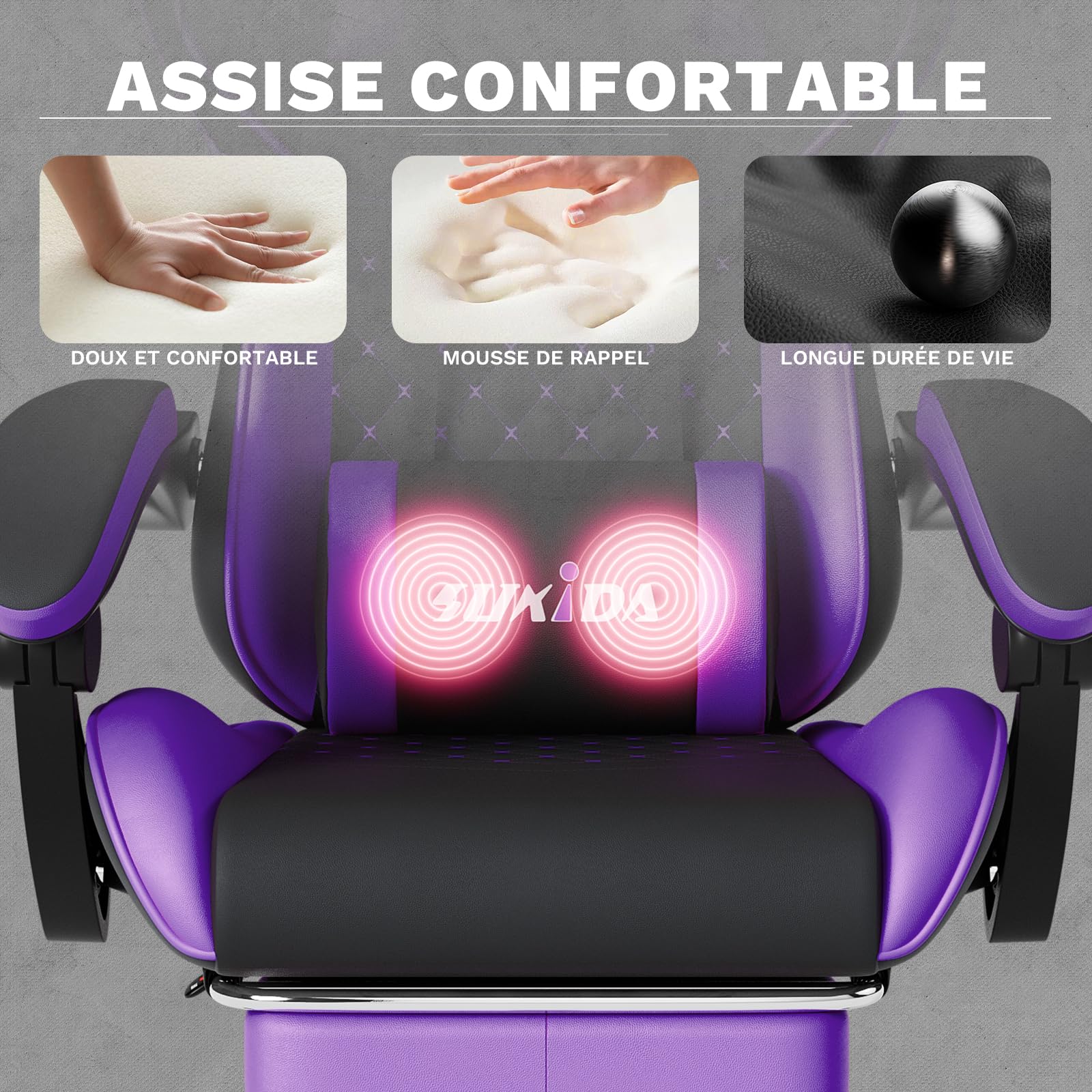 SUKIDA Chaise de Jeu, Chaise d'ordinateur Ergonomique avec Repose-Pieds, Chaise de Bureau Confortable avec appuie-tête, Chaise de Jeu Massage pour Adulte, Chaise d'ordinateur réglable en Hauteur