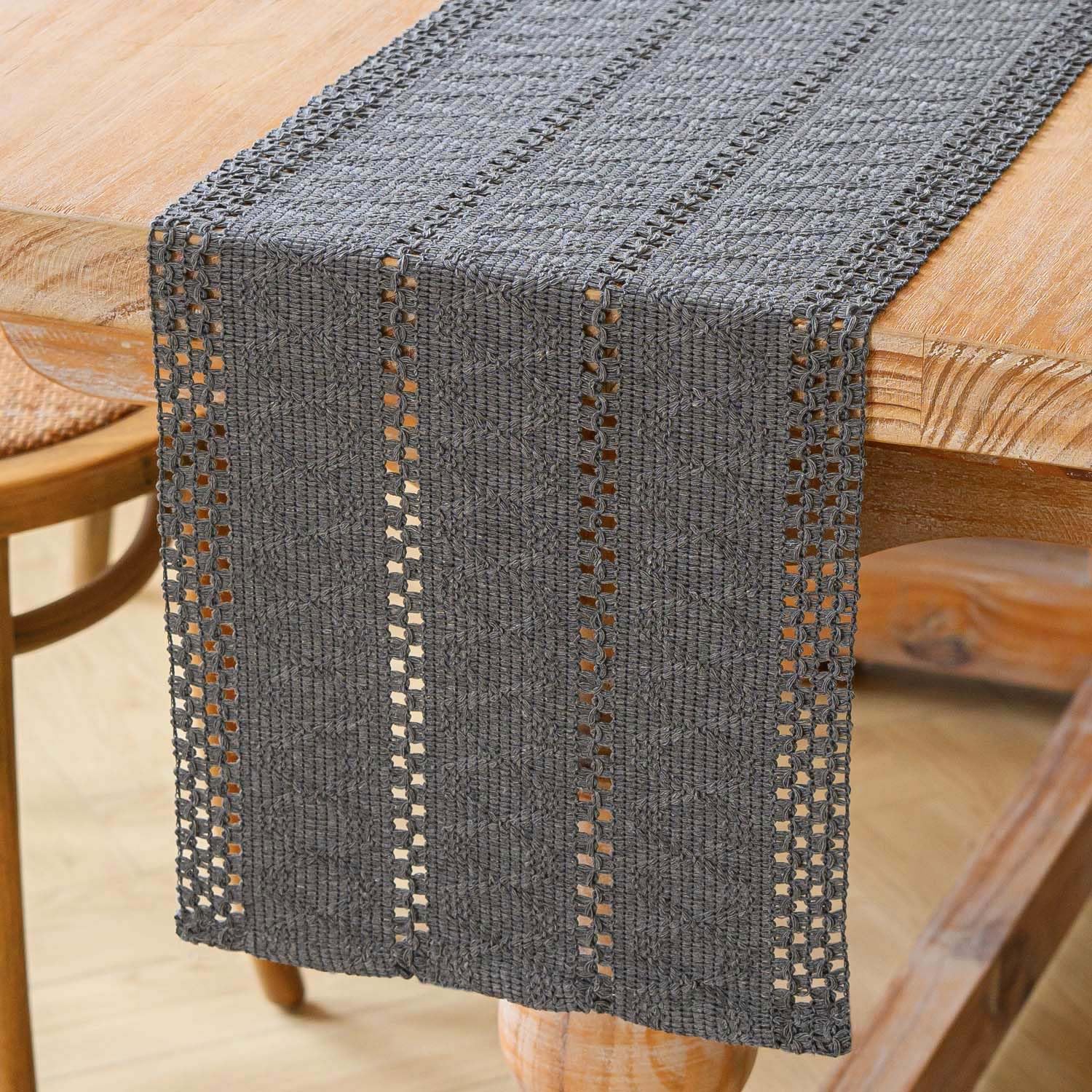 Jayusaror Table Runner Grey Boho Rustic Macrame Cotton and Linen Elegant Washable Tablecloth Bohemian Modern Table Runner Table Decoration for Weddings Kitchen Dining Room 30 x 120 cm — image 1