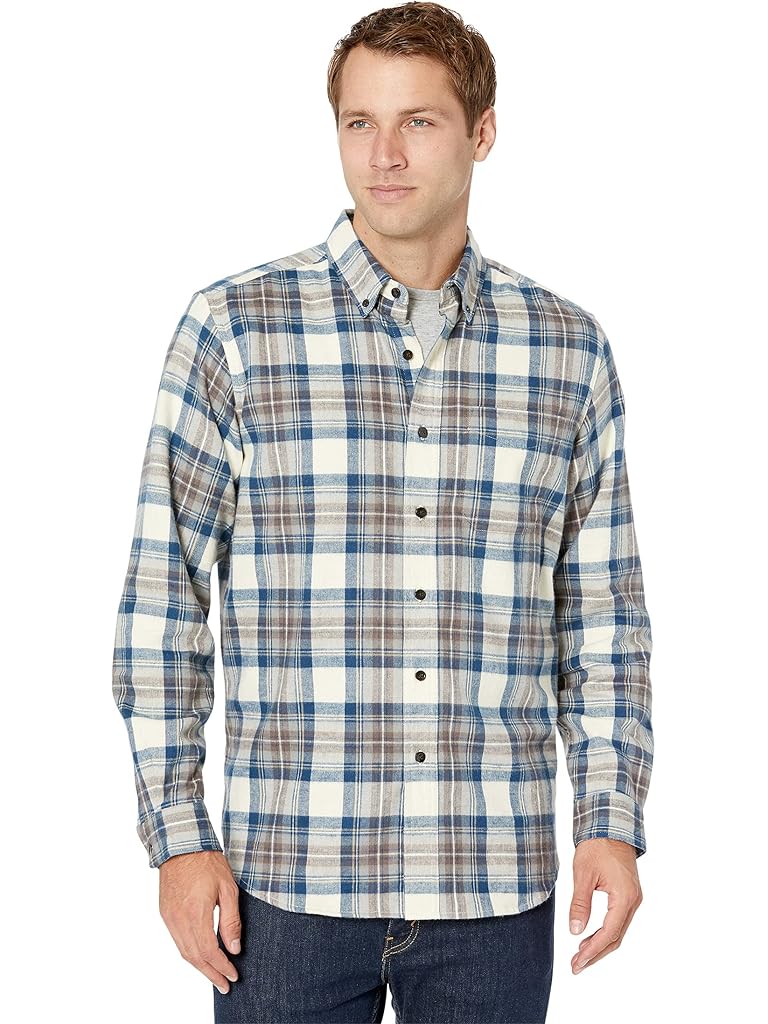 Blue L.L.Bean Scotch Plaid Flannel Shirt Traditional Fit