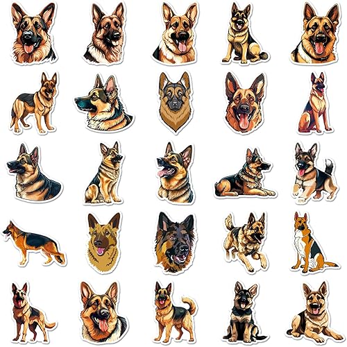 Miniatura 3 de 50 calcomanías de perro de pastor alemán, niños, adolescentes, adultos, perros, calcomanías de vinilo para portátiles para botella de agua,