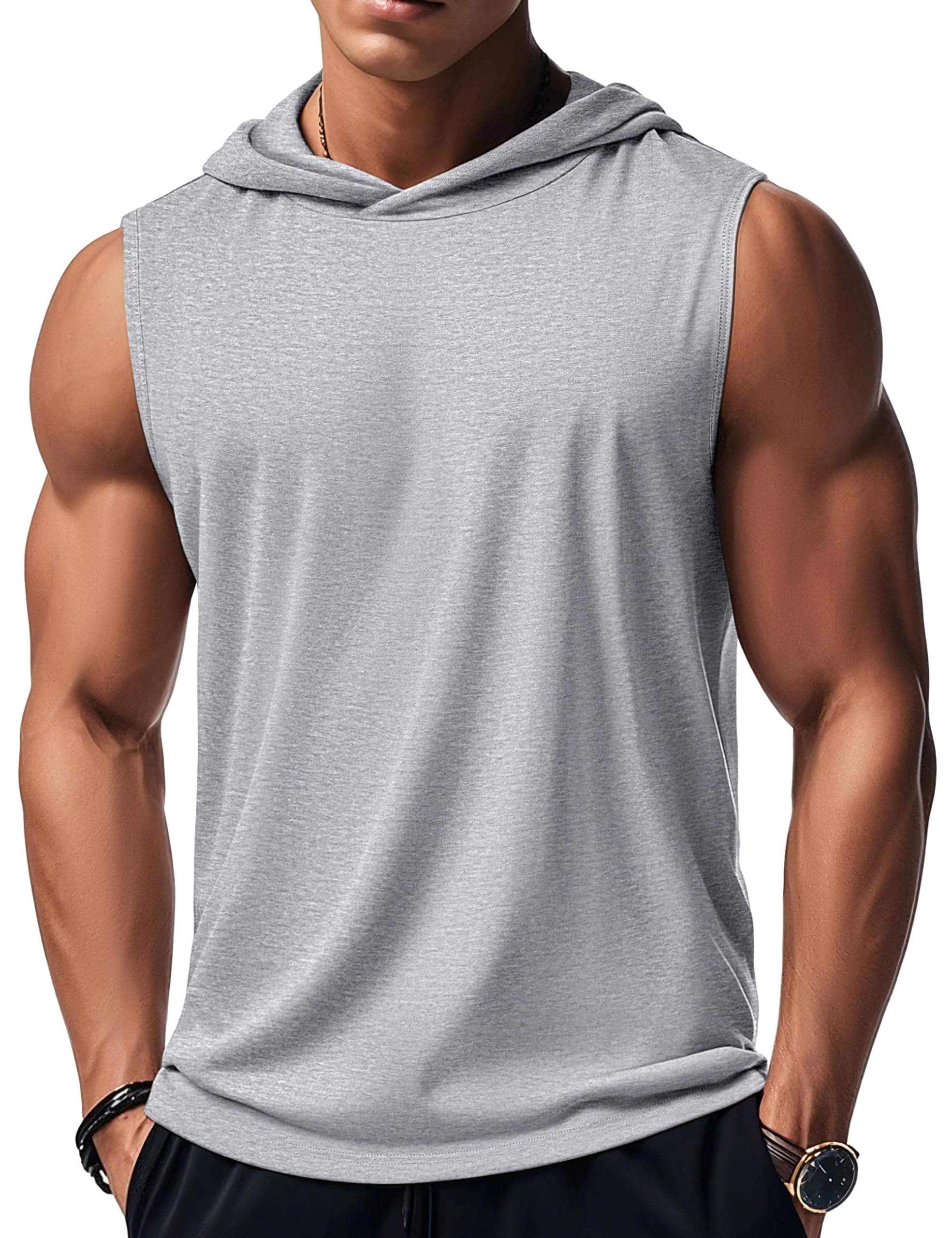 MAGCOMSEN Mens Tank Top Sleeveless Hoodie Cotton T-Shirt Summer Casual Shirt Muscle Tee