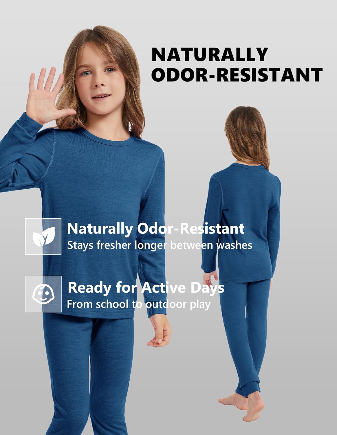 Kids 100% Merino Wool Base Layer Thermal Top