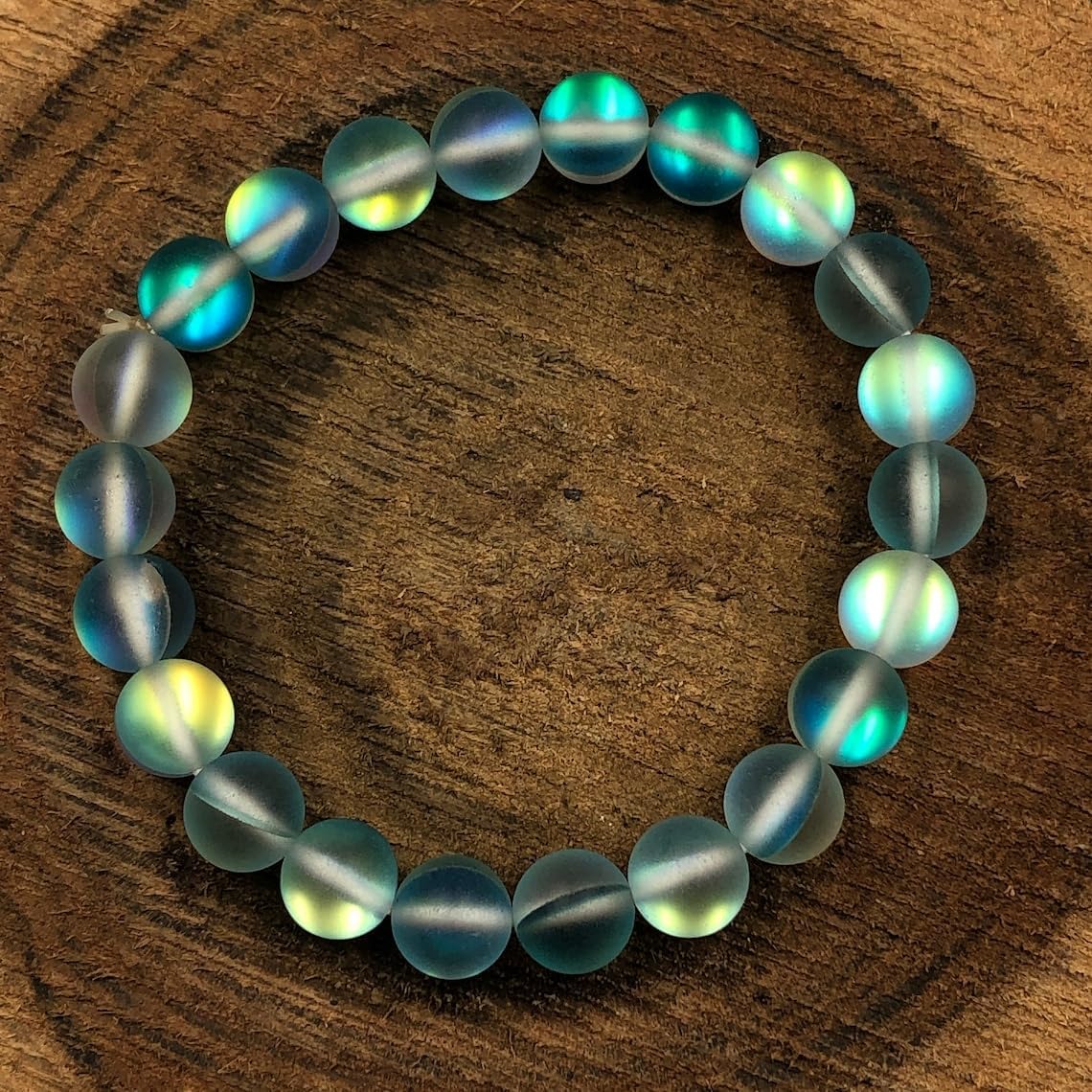 LKBEADS Naturalna matowa Aura Quartz 8 mm rondelle smooth 7 cali półprecyzyjne koraliki bransoletka z koralikami dla mężczyzn i kobiet, uzdrawiająca, kryształowa, rozciągliwa, bransoletka z