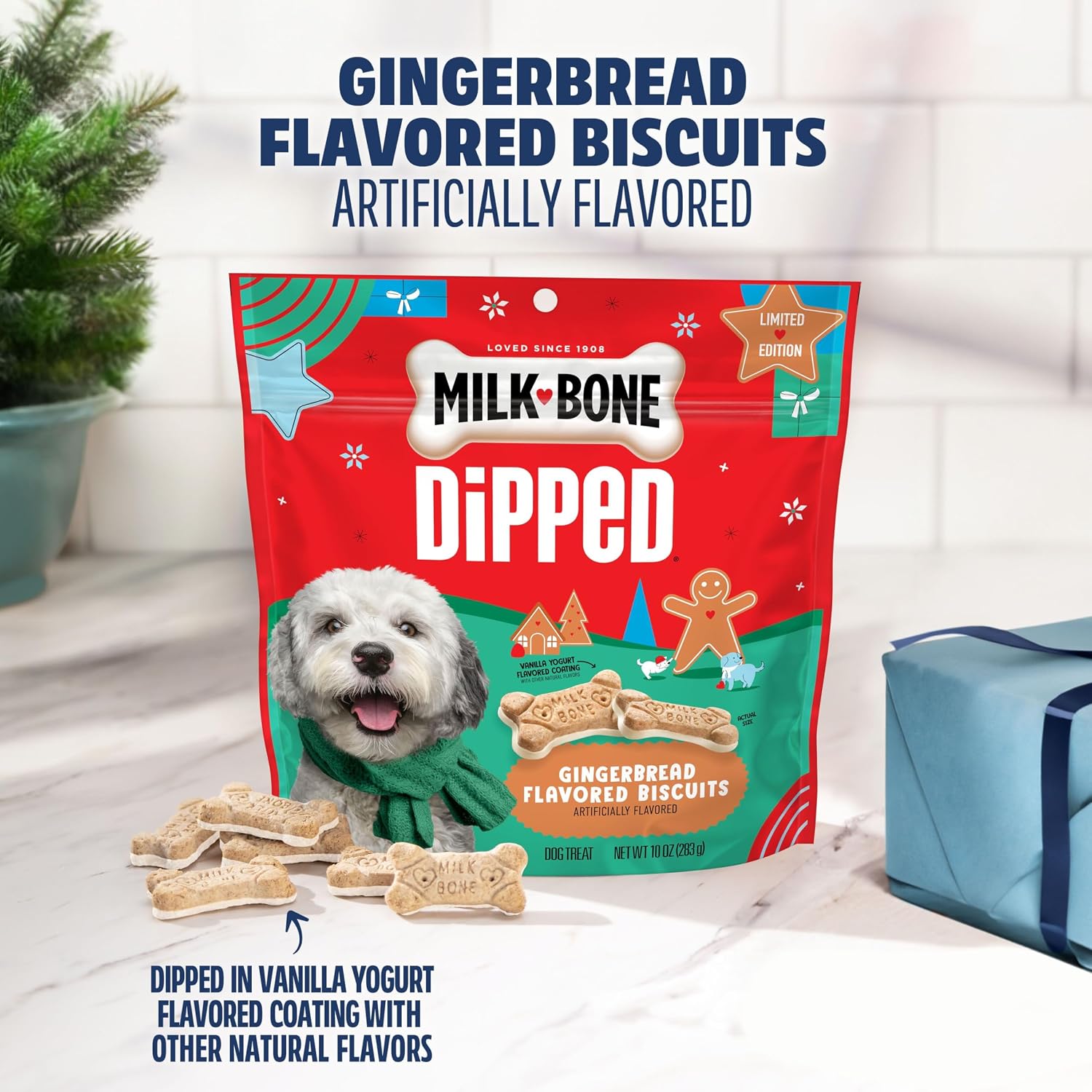 Milk-Bone Dipped Gingerbread Artificially Flavored Dog Biscuits, 10 oz Bag - Image 6