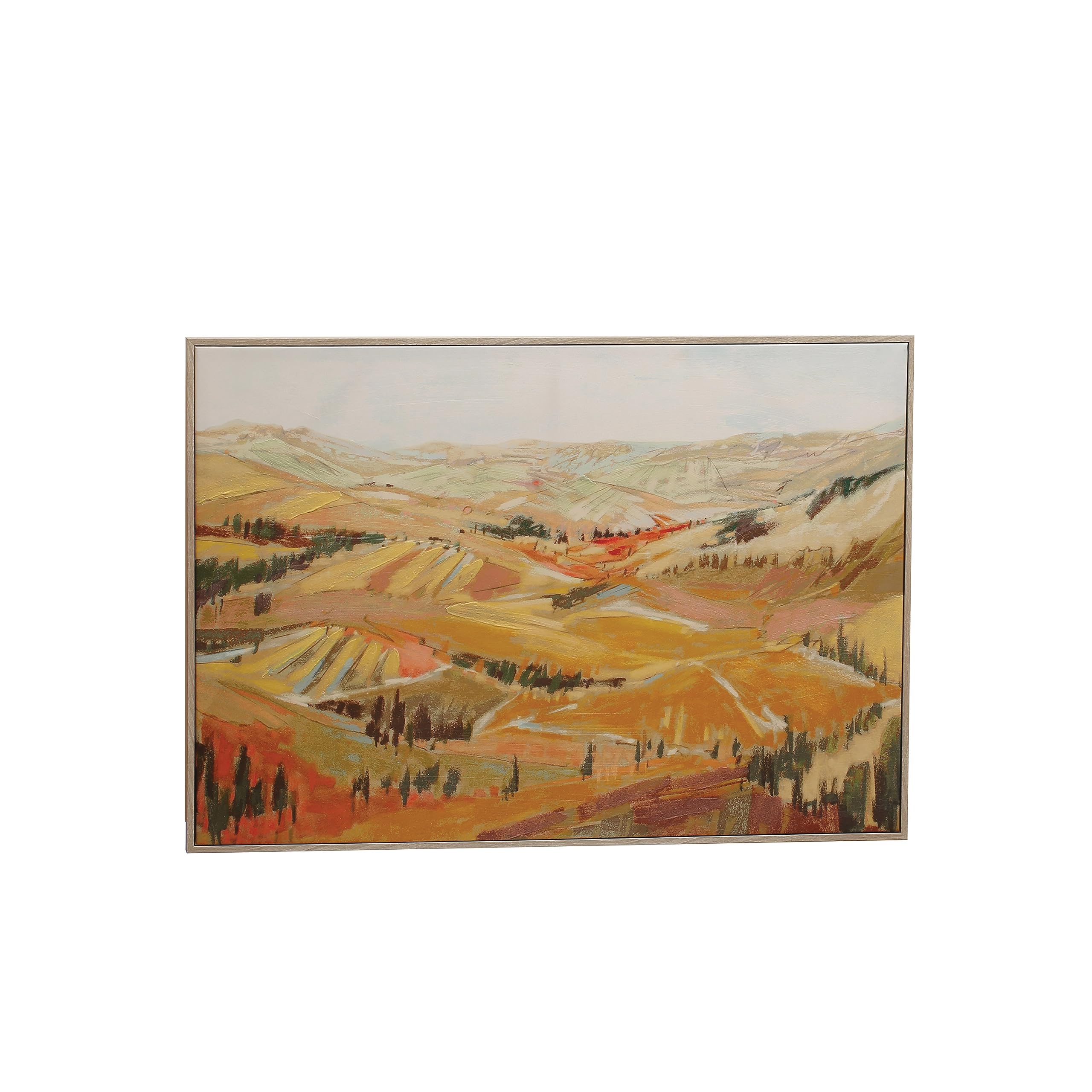 Creative Co-Op 39.25 Inches Canvas Framed Décor with Landscape, Multicolor Wall Decor, Multi
