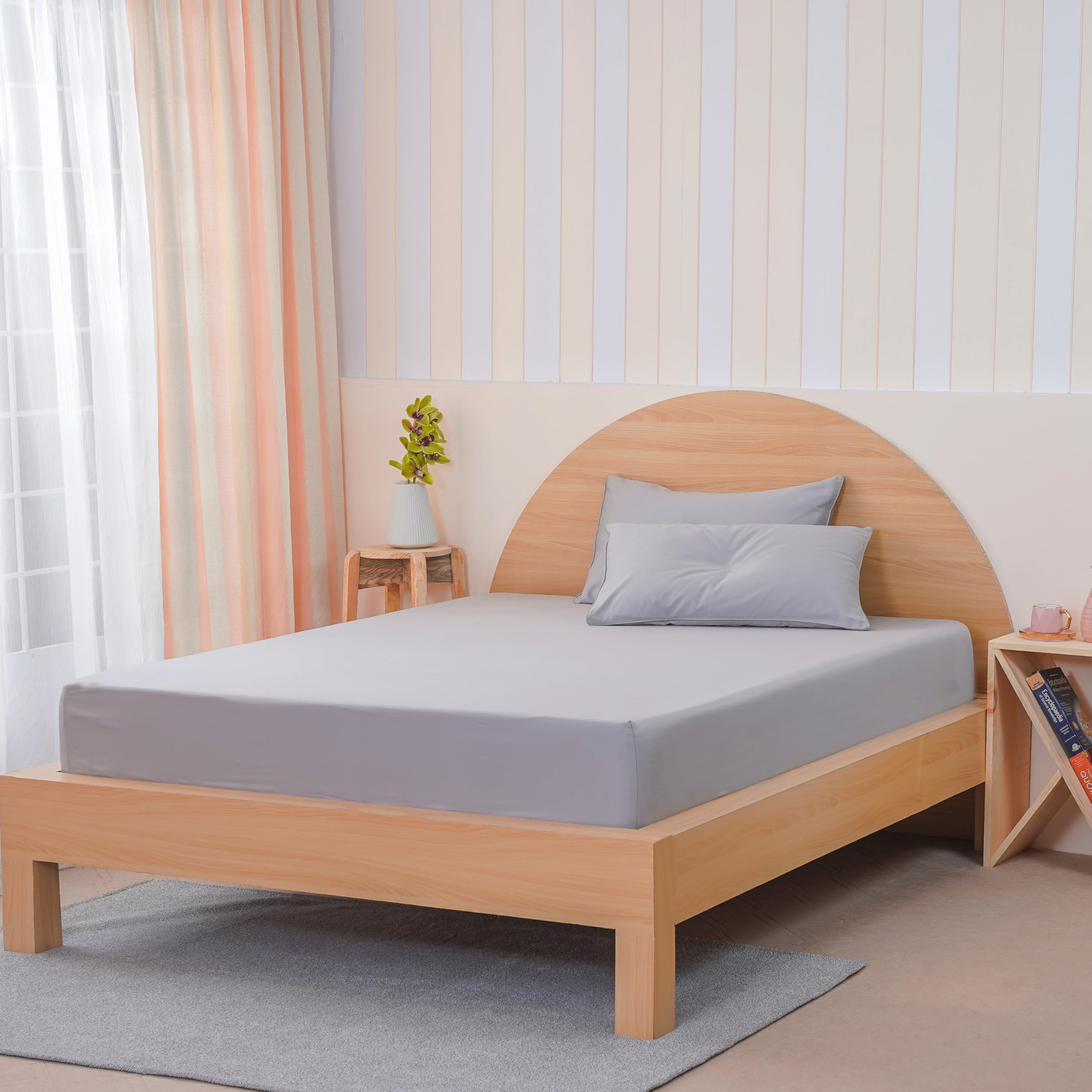 Sheet Story Bamboo Single Fitted Sheet - 41cm Deep - 400 Thread Count - Hypoallergenic, Soft and Cooling - Fitted Sheet Single Bed - Dove Grey