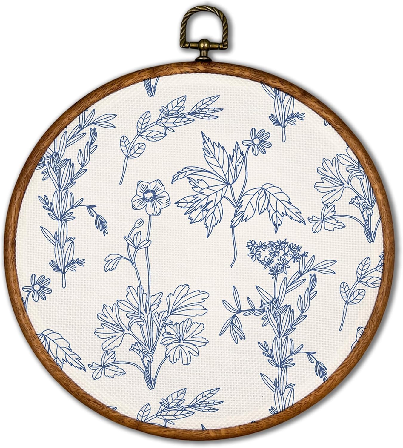 KSDUT Boho Blue Flowers Wall Art Decor - Chinoiserie Flower Wall Art Canvas Frame Hanging Prints, Navy Blue Botanical Wall Art Decor for Grandmillennial Home Bedroom Decorations 10"x10" Blueflower-2