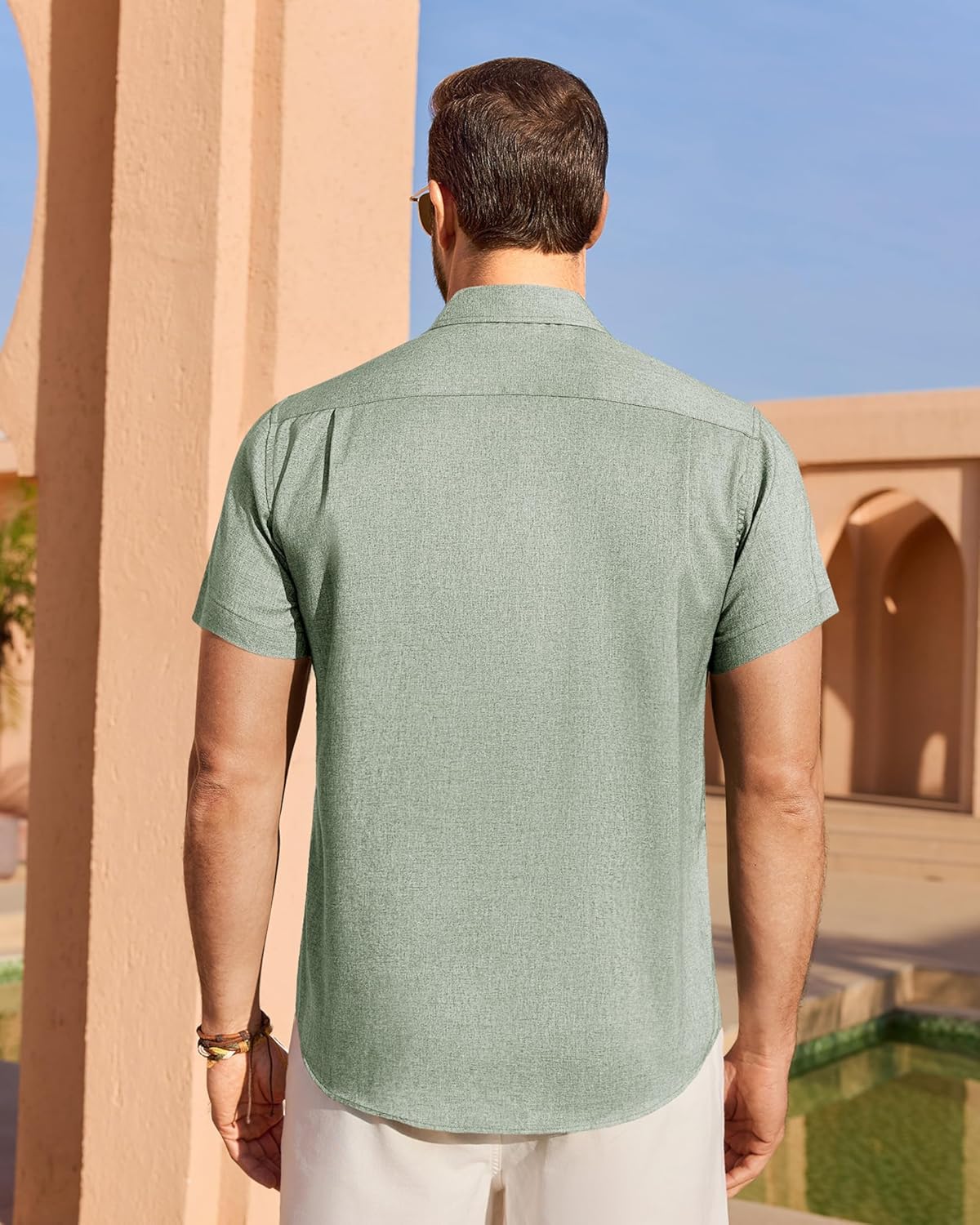 J.VER Mens Linen Shirt Short Sleeve Button Down Shirts Lightweight Summer Beach Vacation Casual Tops with Pocket - Image 5