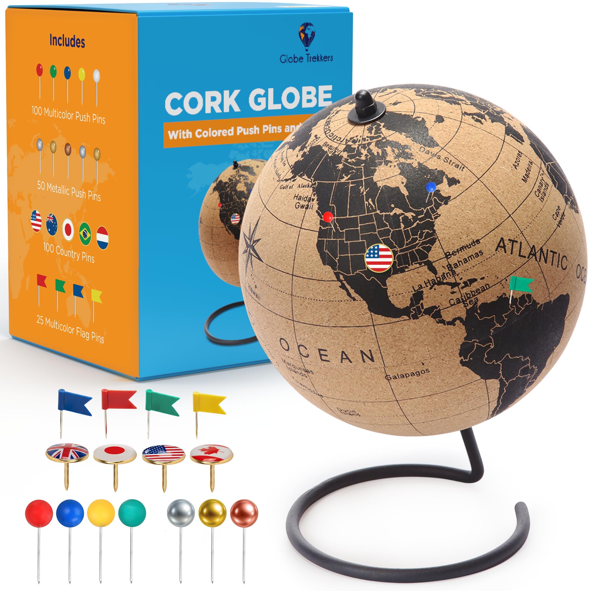 Amazon.com: Cork Globe with Push Pins - 9.4” Globe with Map of the