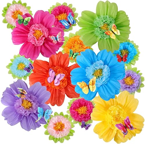 AmazingSpark 36 Pcs Large Colorful Tissue Paper Flowers Bulletin Board