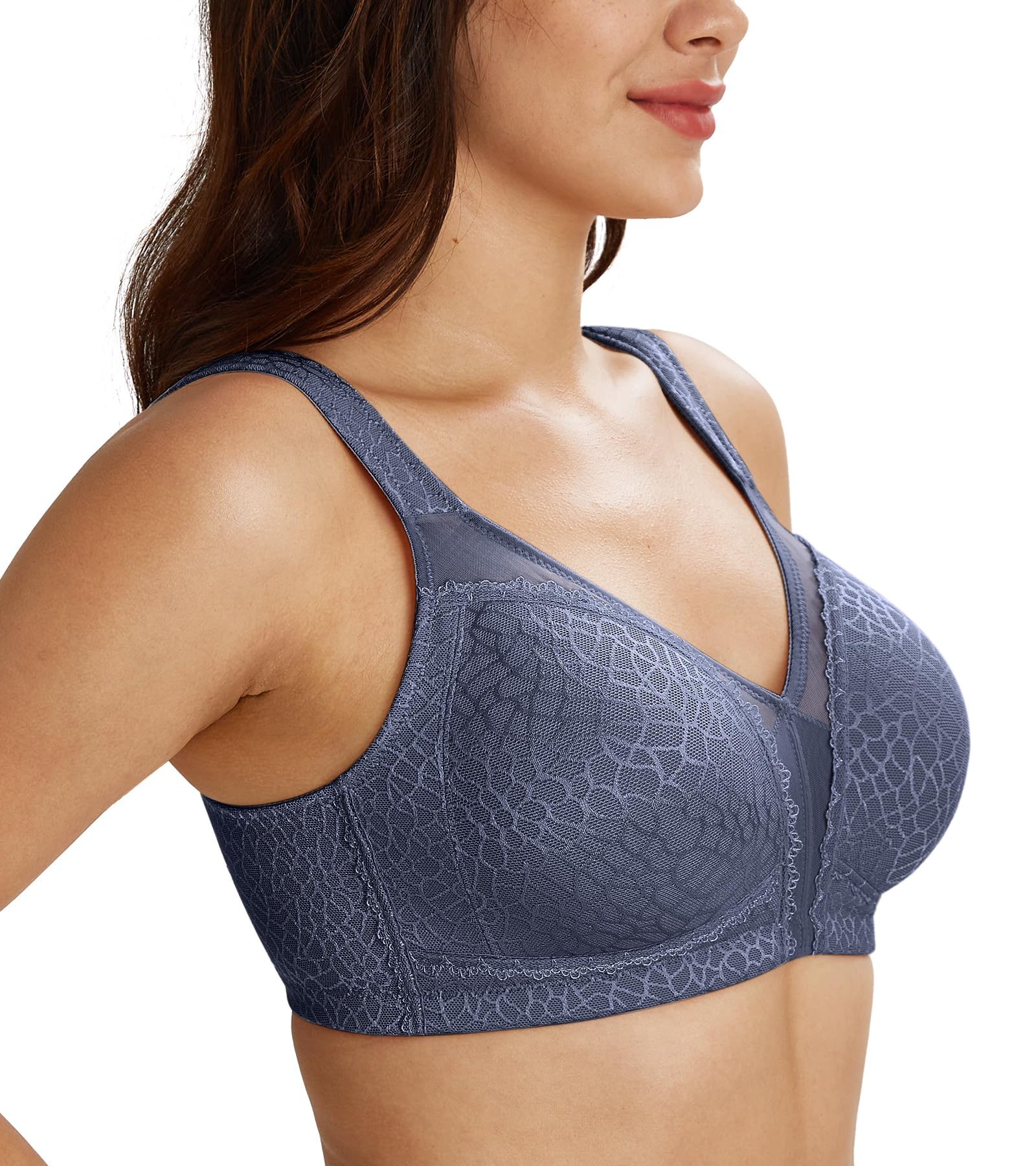 Lemorosy Reggiseno Minimizer Taglie Forti da Donna Comodo per Quotidiana Coppe Piene Non Imbottite Senza Ferretto a Tenuta Forte