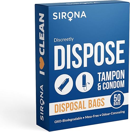 Sirona Bolsas de eliminación de condones y tampones - 50 bolsas para eliminación discreta de tampones y condones Bolsa de basura para baño Sirona Bolsas de eliminación de condones y tampones - 50 bolsas para eliminación discreta de tampones y condones Bolsa de basura para baño