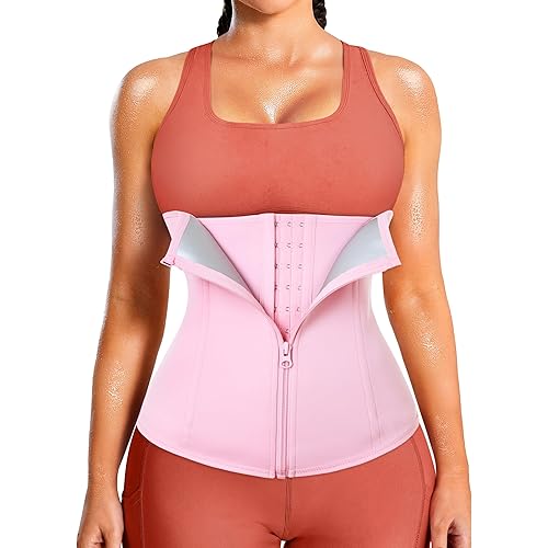 LEINIDINA Womens Waist Trainer Corset with Zipper Sweat Waist Trimmer for Women Workout Belt Corset Shapewear