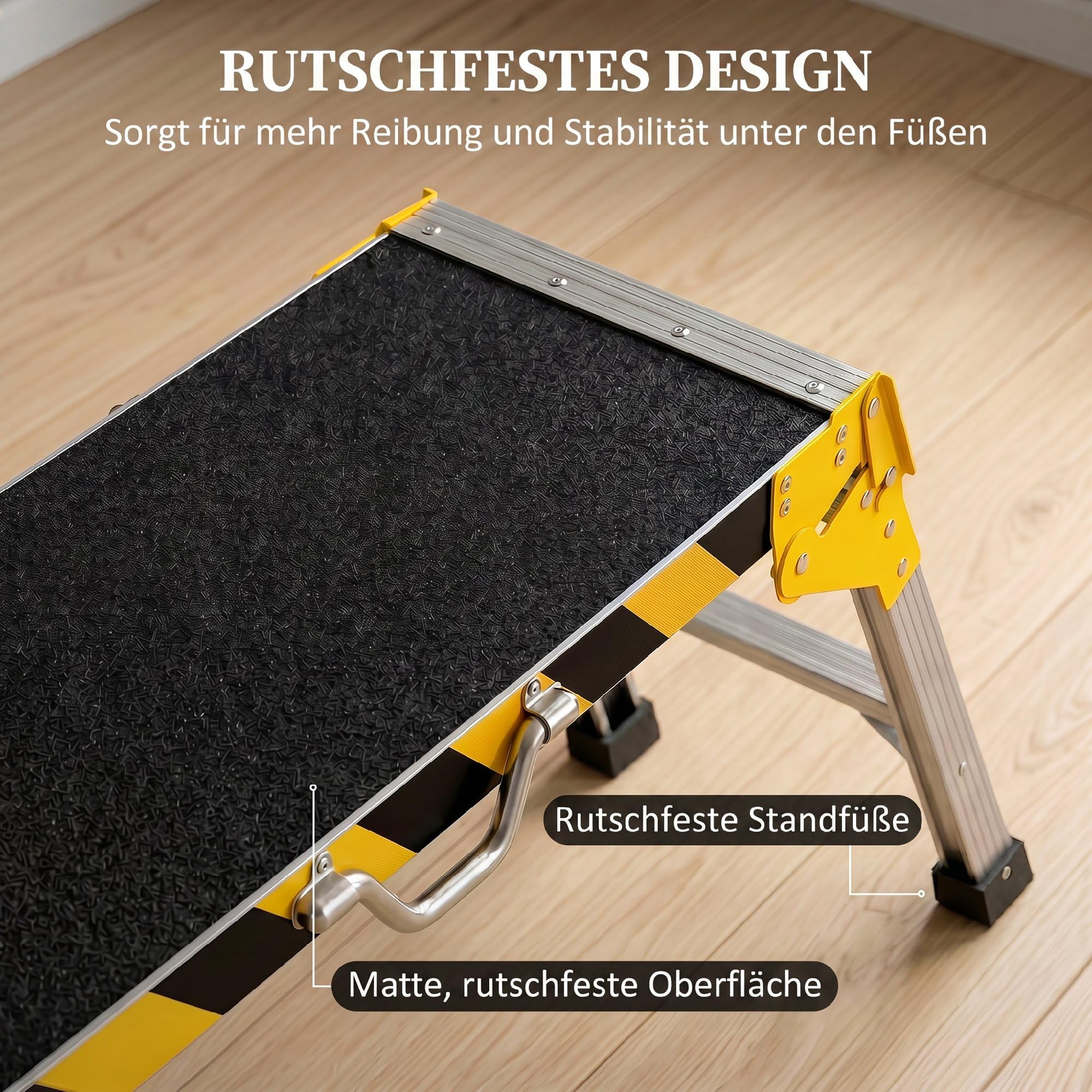 HOMCOM Banco lavoro pieghevole alluminio per uso pesante 110 x 32 x 50 cm | Supporto fai da te, tavolo garage piccolo con maniglia, antiscivolo, strisce riflettenti, portata 150 kg