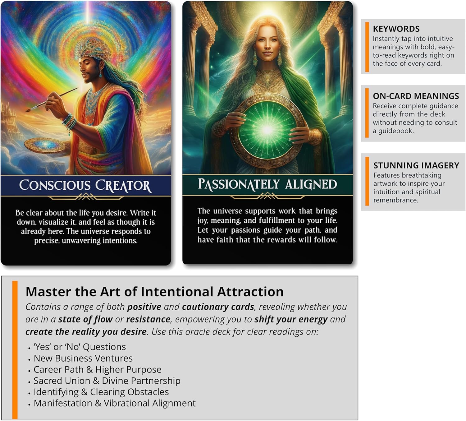 Abundant Attraction: The Oracle of Accelerated Manifestation by River Aether - 60 Inspirational Oracle Cards with Keywords and Meanings on Them for Beginners to Advanced Readers - Image 3