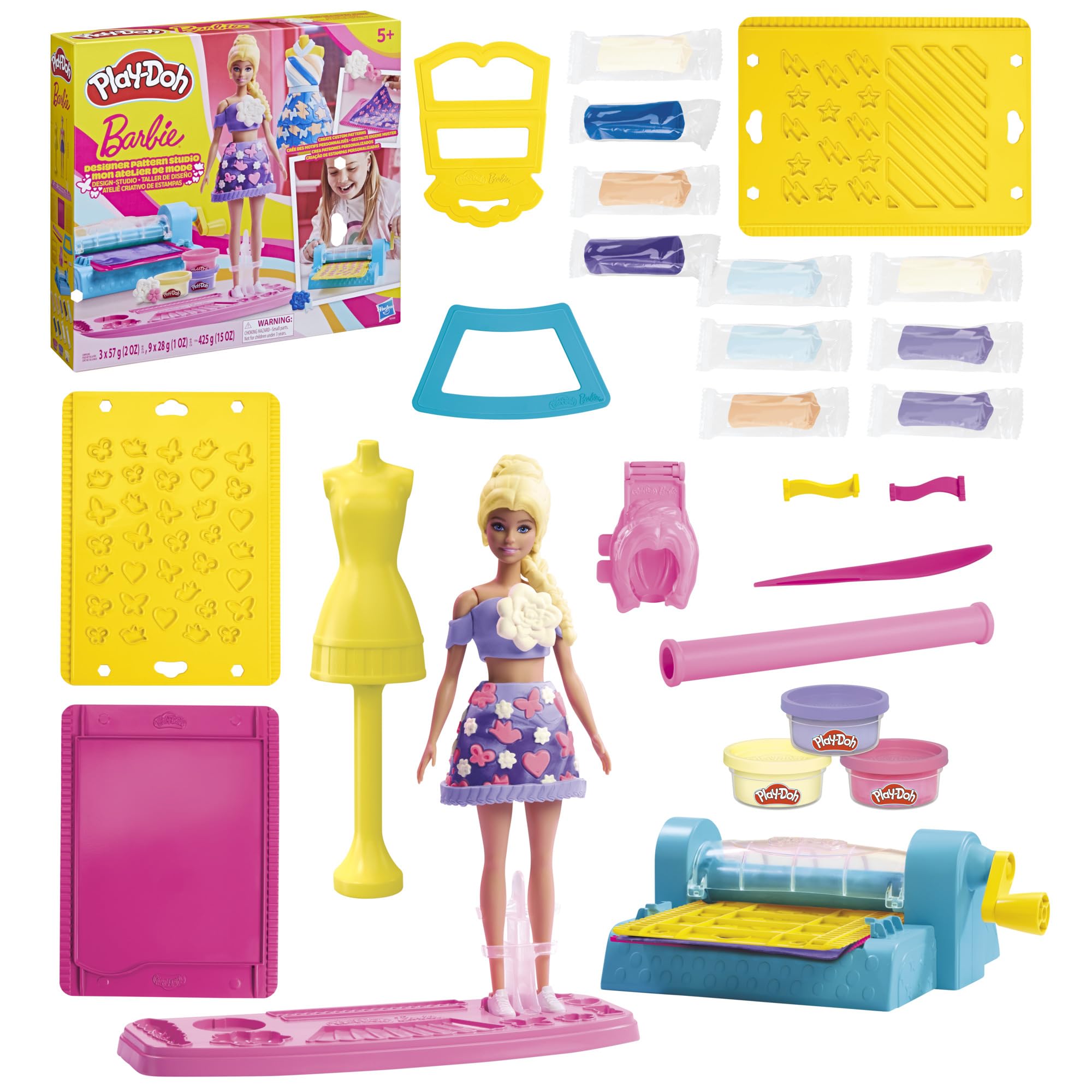 Play-Doh Barbie Designer Pattern Studio Playset, Customised Doll Clothes Maker, Kids Arts & Crafts Toys Aged 5+