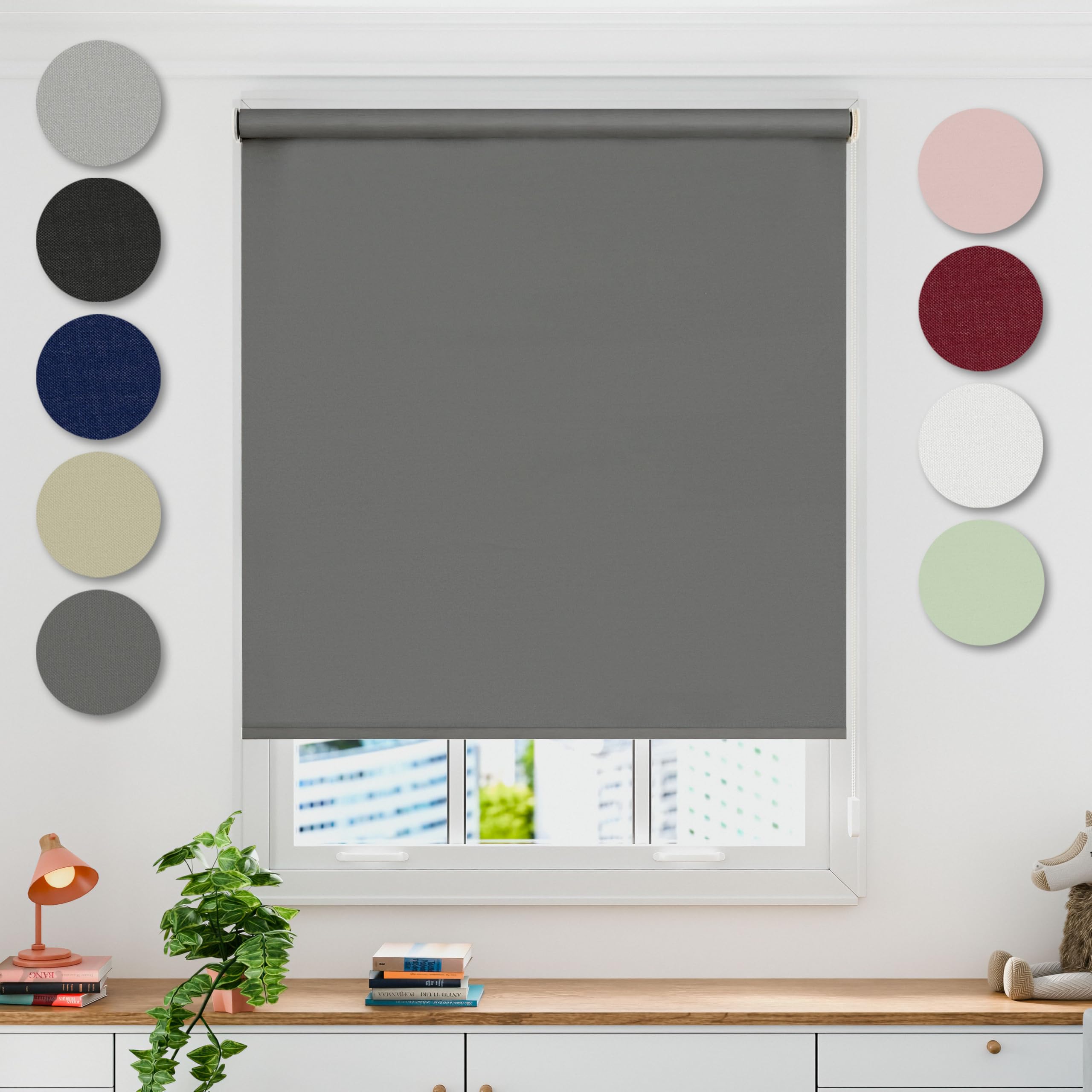 Emma Barclay Charcoal Grey Blackout Roller Blind In - Width 120 X Drop 165Cm